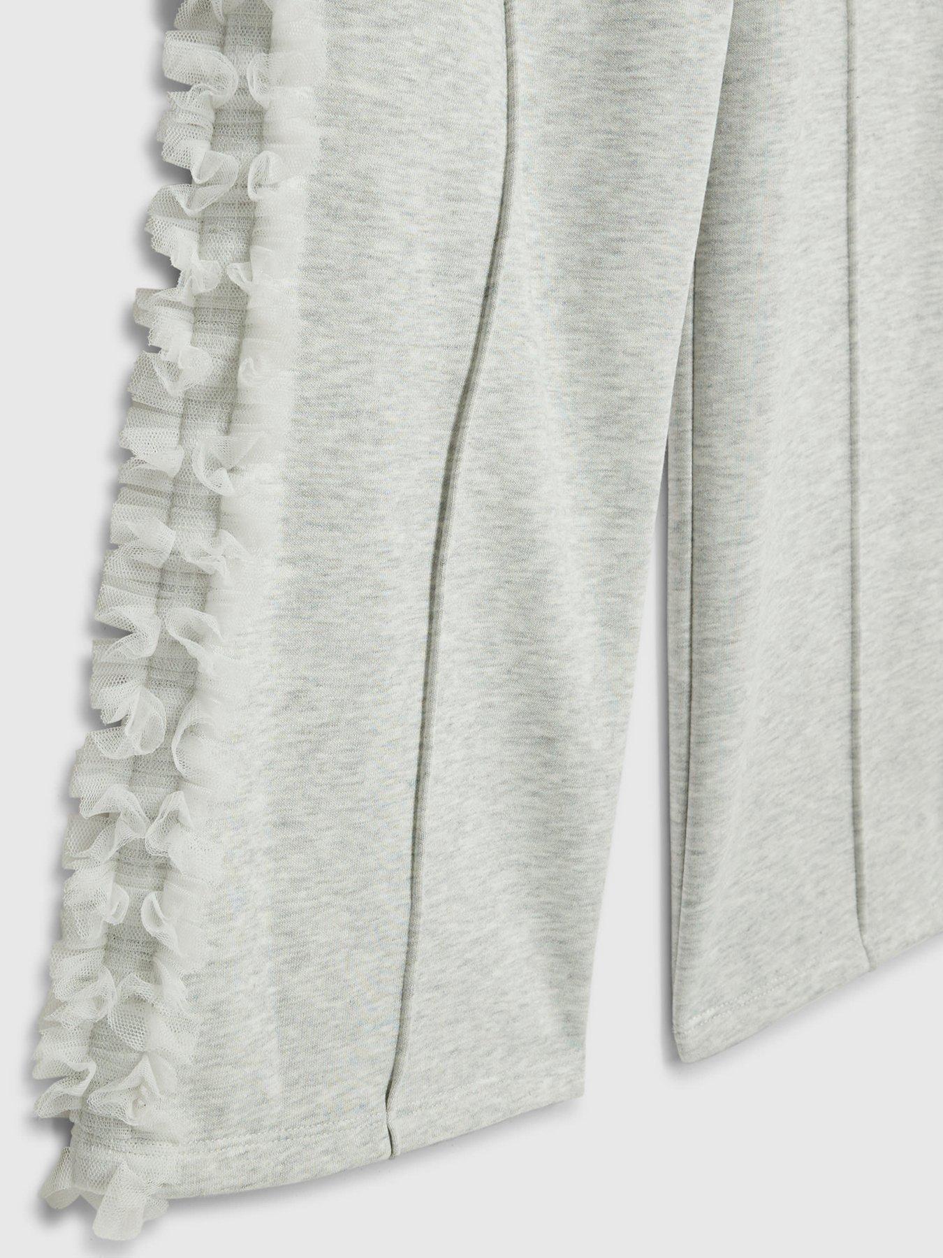 river-island-older-girls-bow-side-ruffle-sweatshirt-set-greydetail
