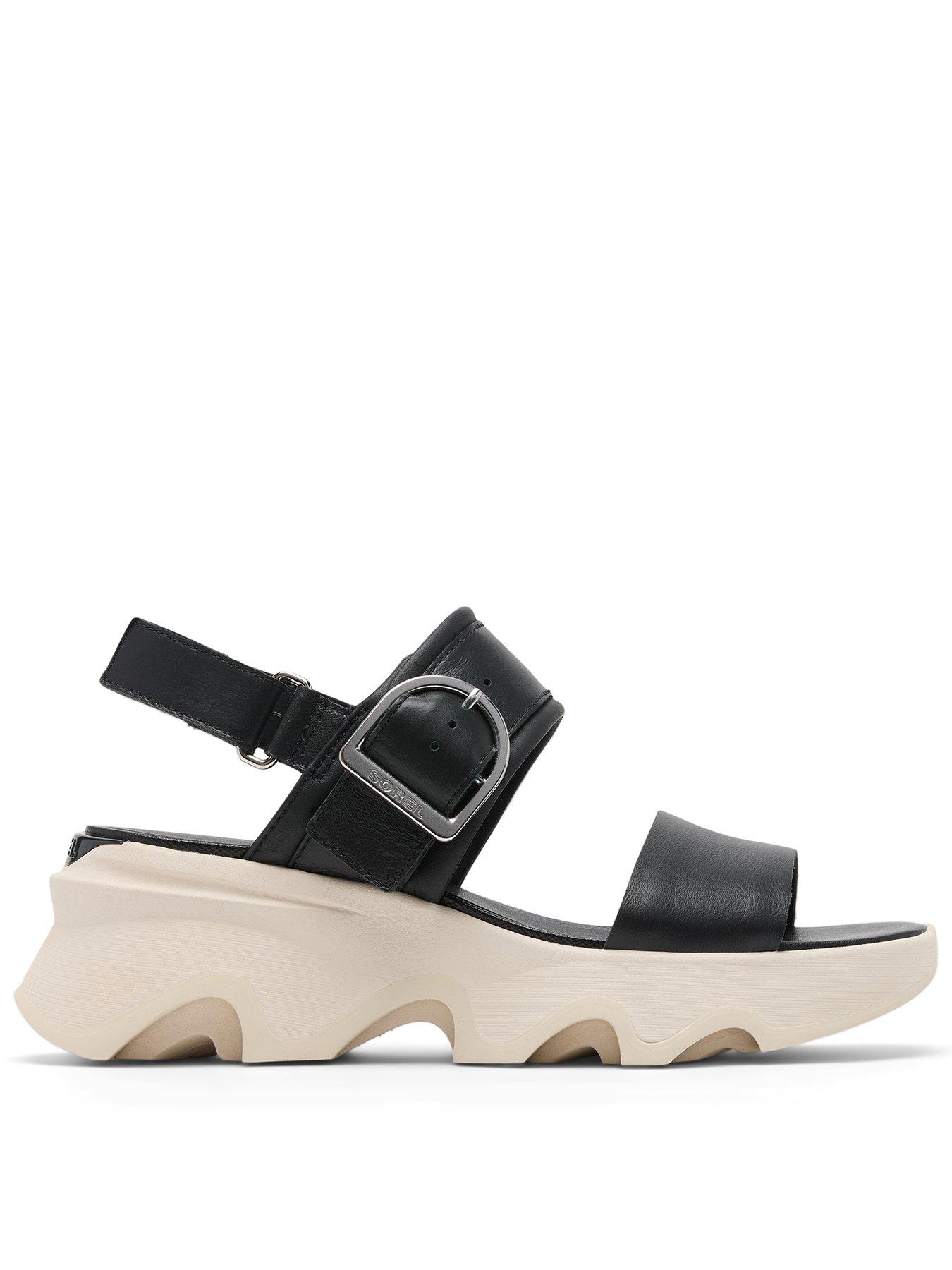 Image 1 of 7 of SOREL Womens Kinetic Impact Wedge Sandals - Black