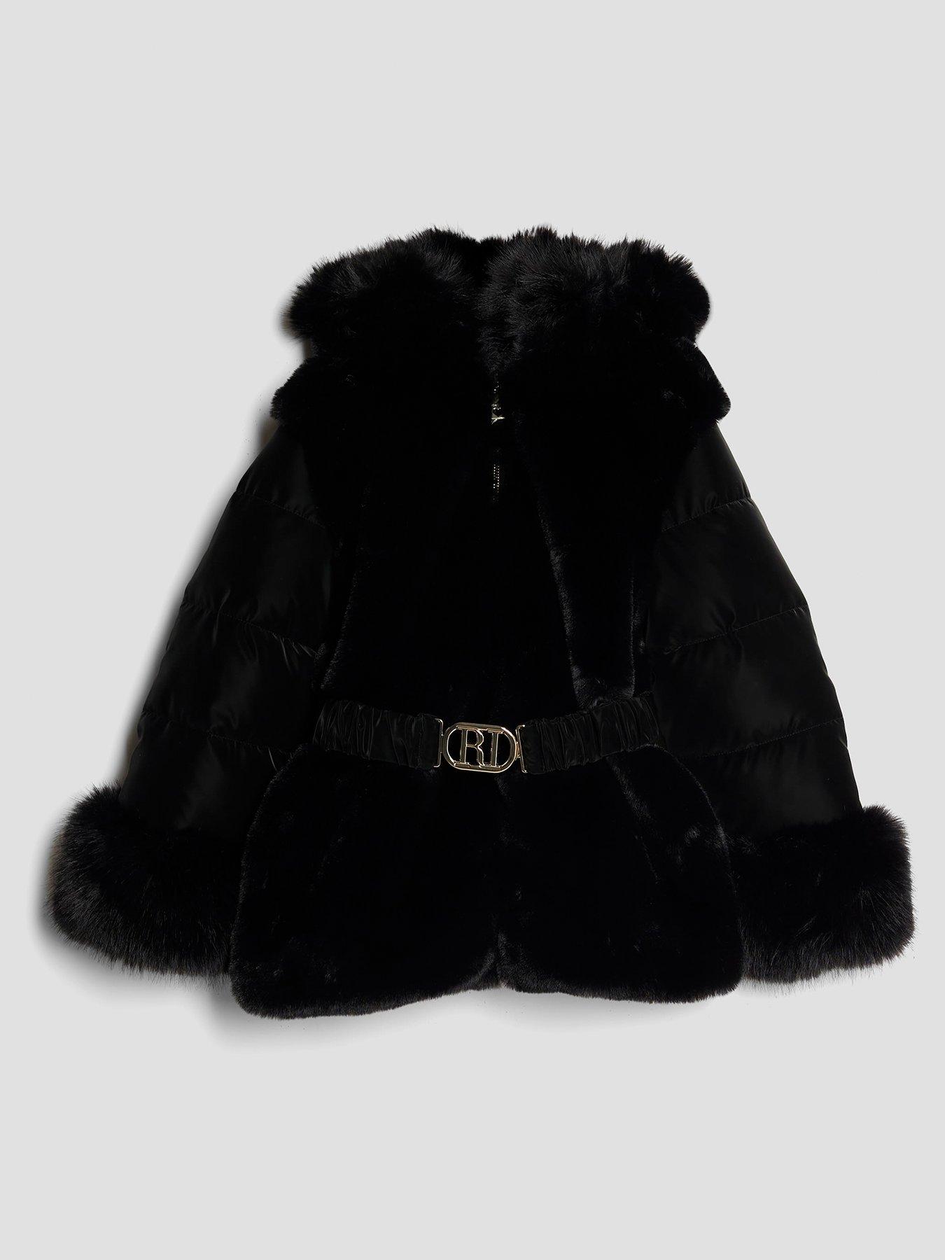 river-island-older-girls-belted-faux-fur-padded-coat-black