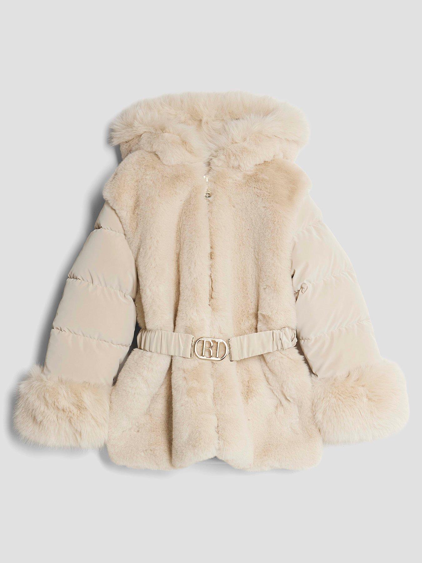 river-island-older-girls-belted-faux-fur-padded-coat-cream