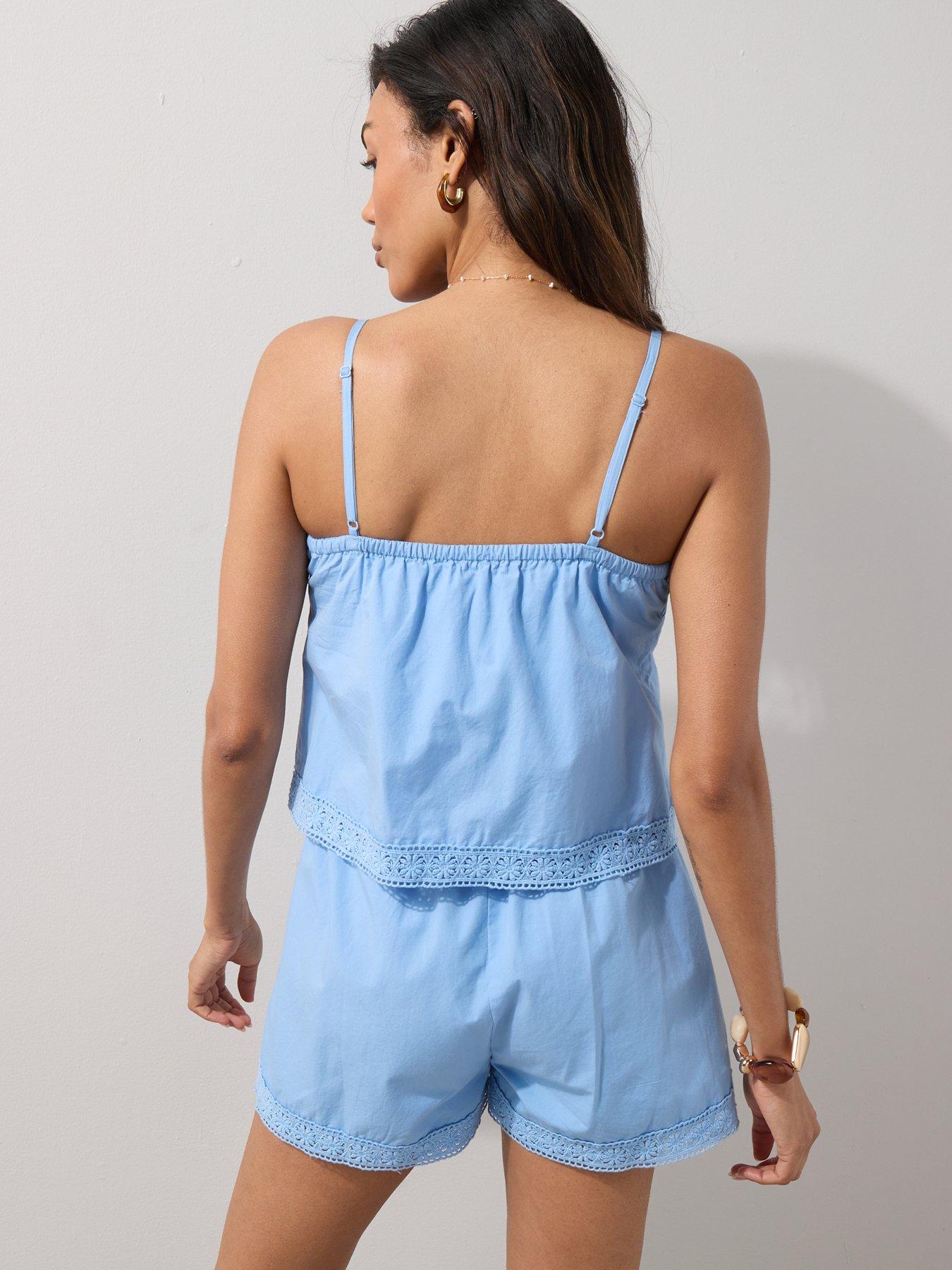 Image 2 of 7 of The Very Collection Crochet Playsuit - Blue