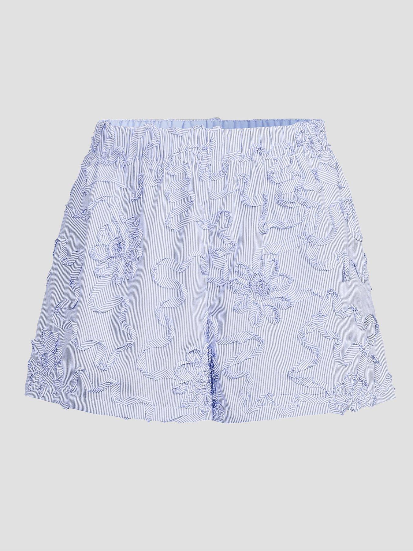 Image 7 of 7 of The Very Collection Stripe Floral Beach Shorts - Blue