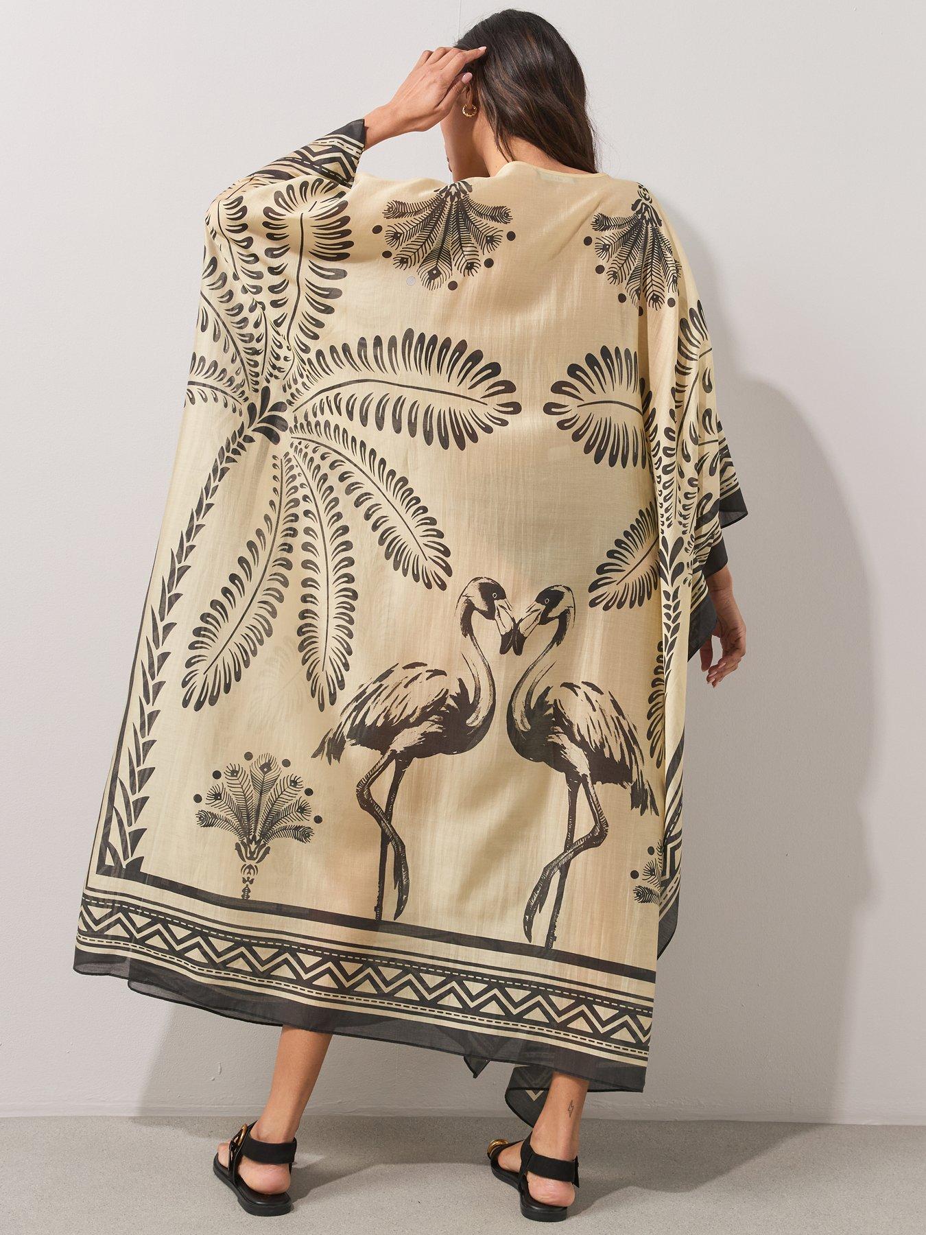 Image 2 of 6 of The Very Collection Palm Print Maxi Beach Kaftan - Multi