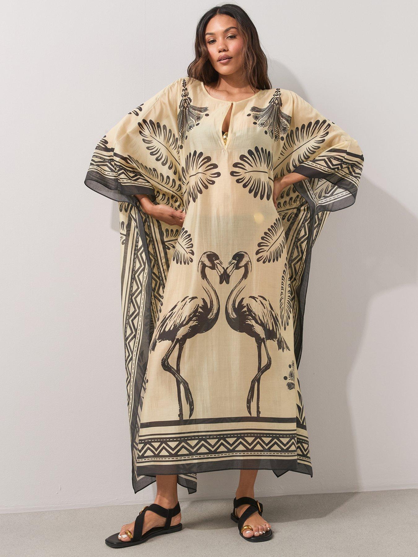 Image 5 of 6 of The Very Collection Palm Print Maxi Beach Kaftan - Multi