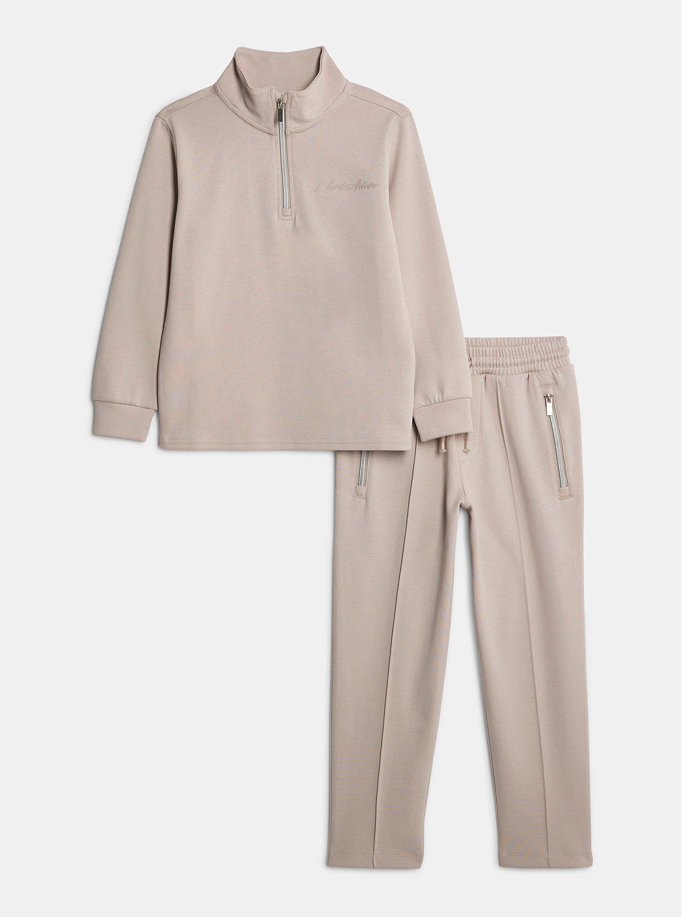 river-island-older-boys-zip-funnel-neck-top-set-beige