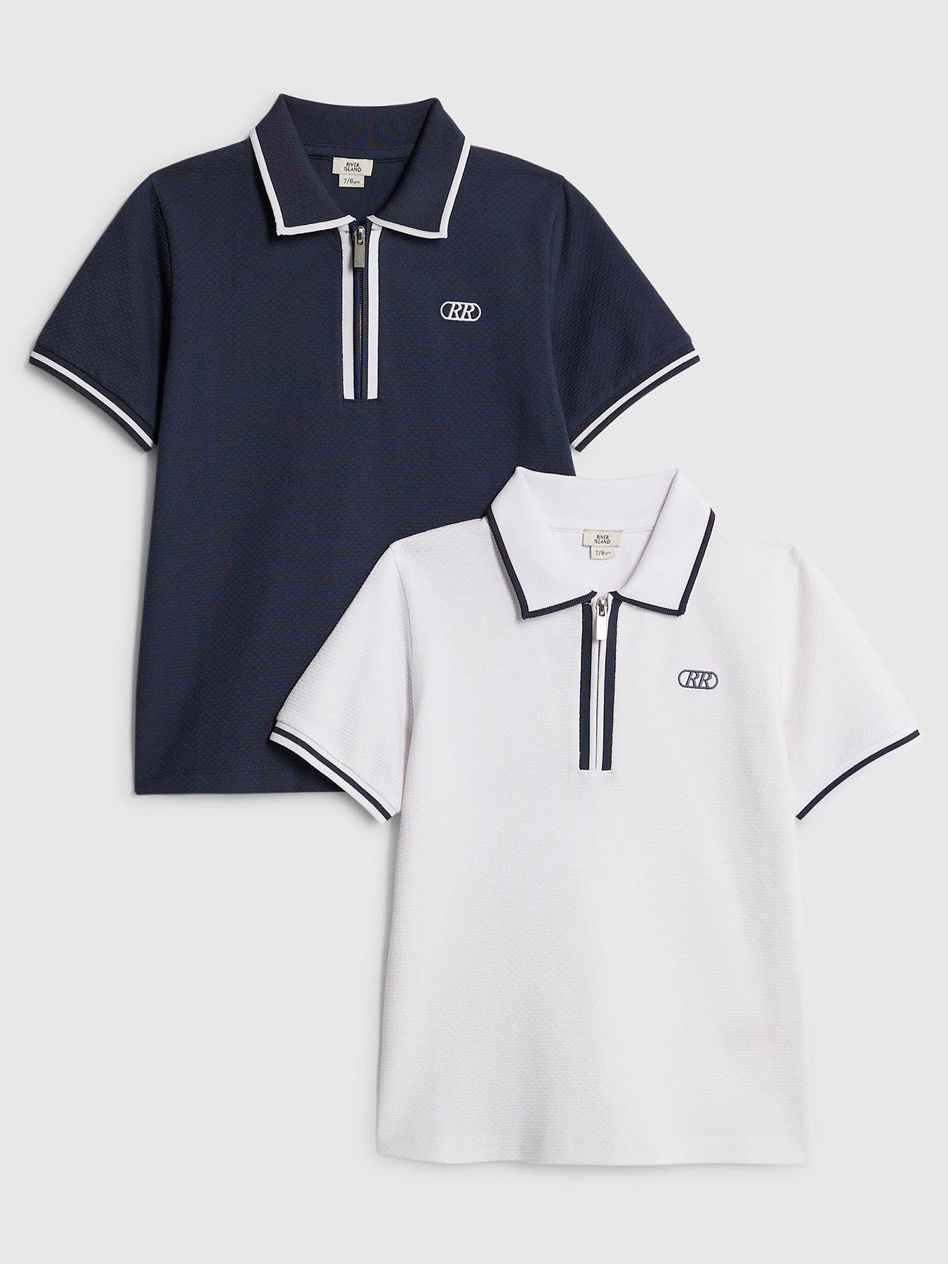 River Island Older Boys 2 Pack Polo Shirts - Blue / White