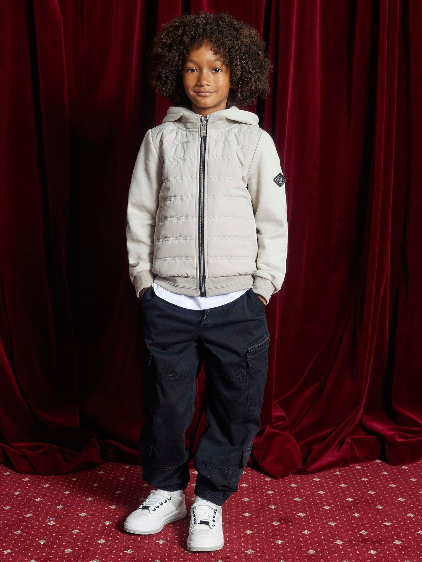 River Island Older Boys Hooded Hybrid Jacket - Beige