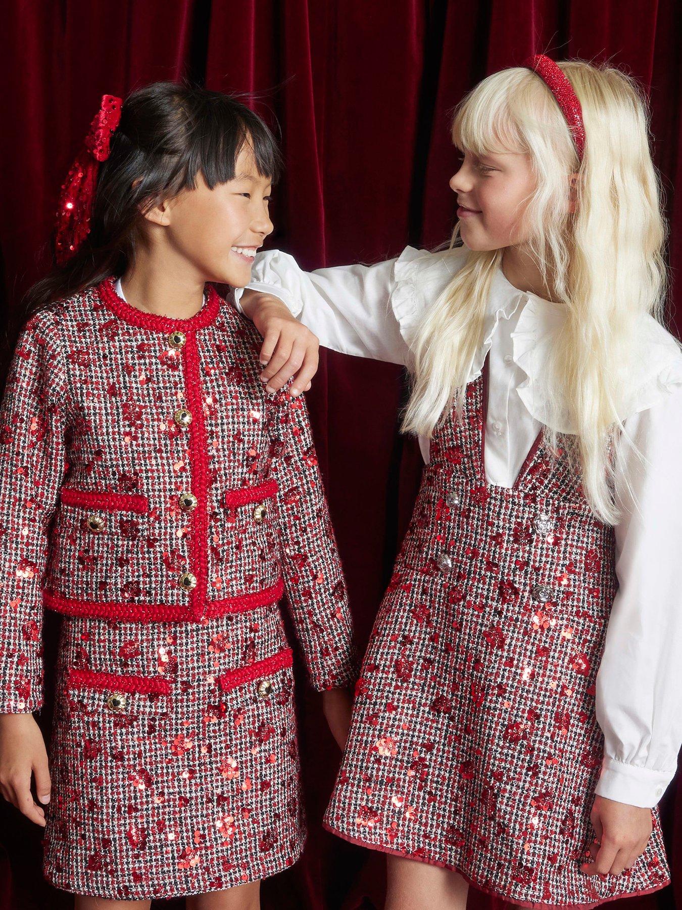 river-island-older-girls-boucle-pinafore-shirt-dress-red
