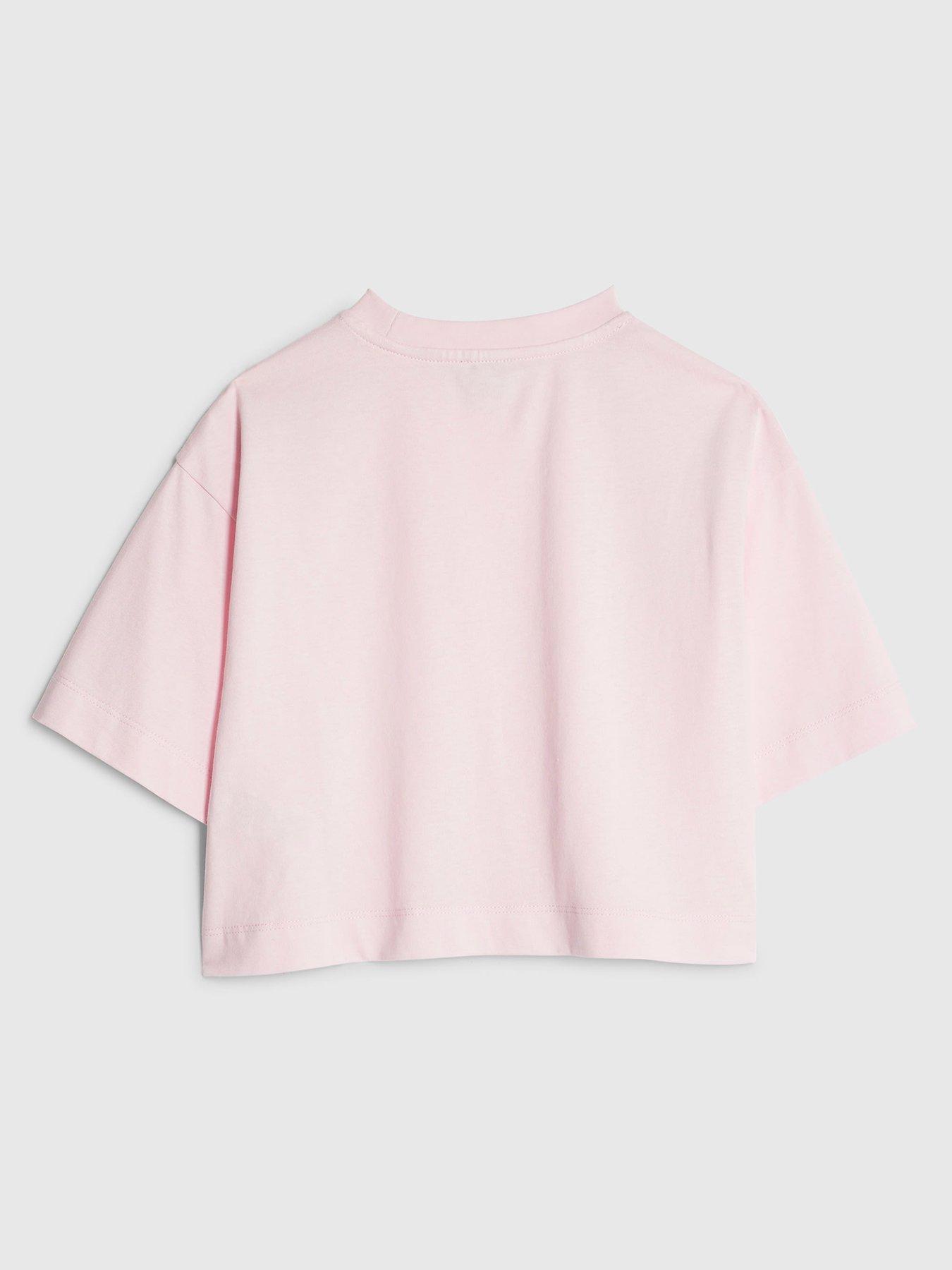 Image 2 of 4 of River Island Older Girls Embellished Bow Top - Pink