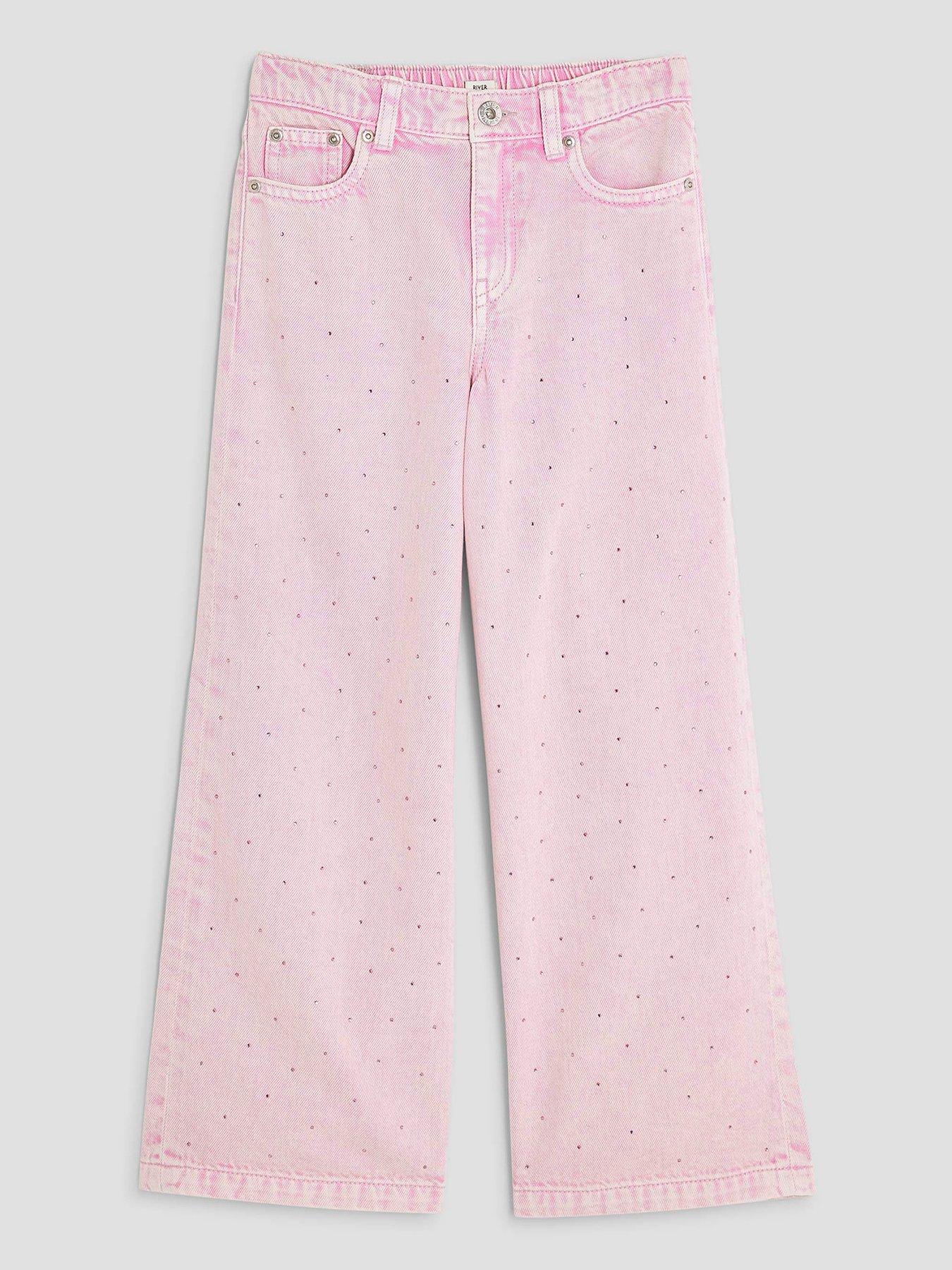 river-island-older-girls-diamante-washed-wide-leg-jeans-pink