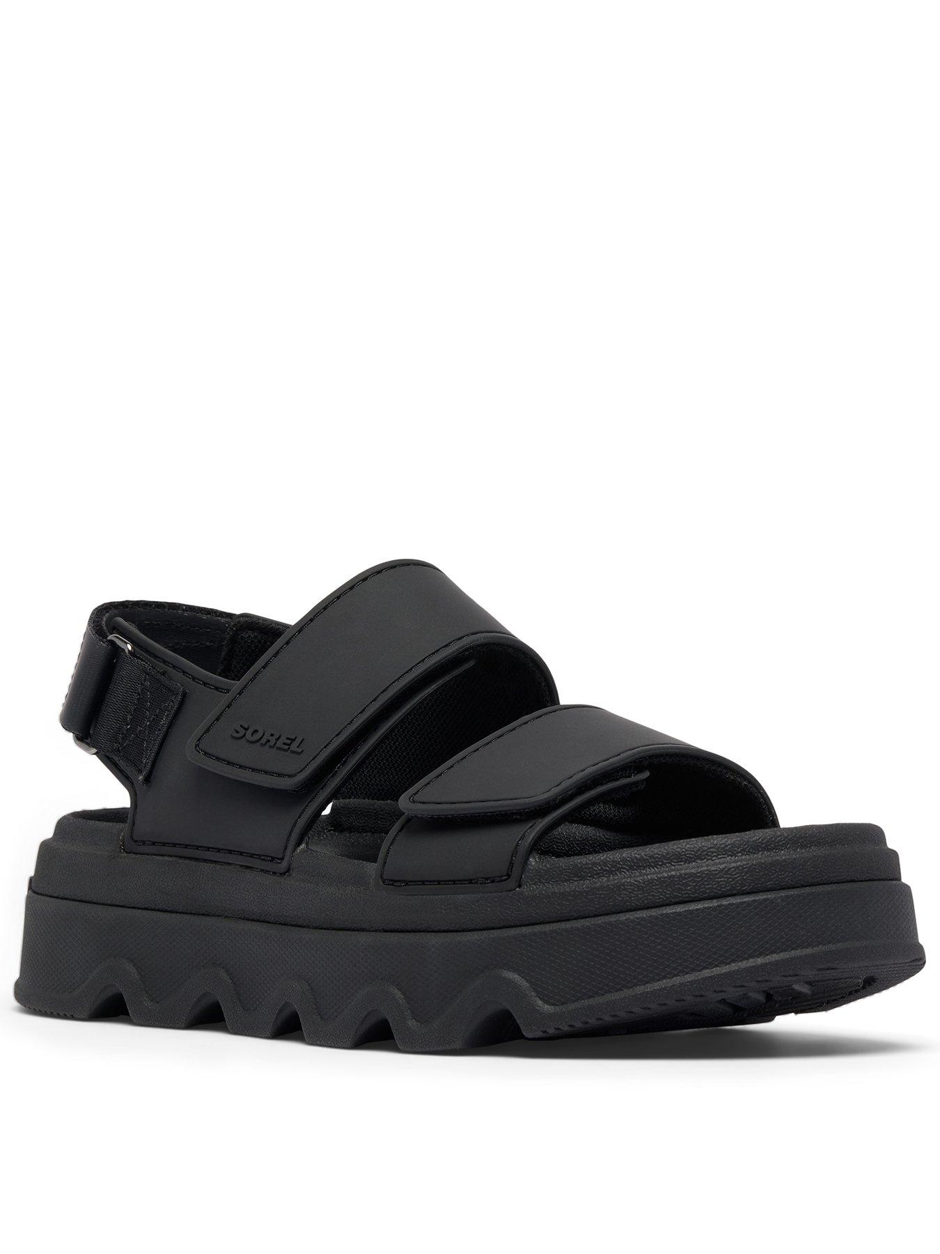 SOREL Womens Kinetic Sunchase Ankle Strap Sandals - Black