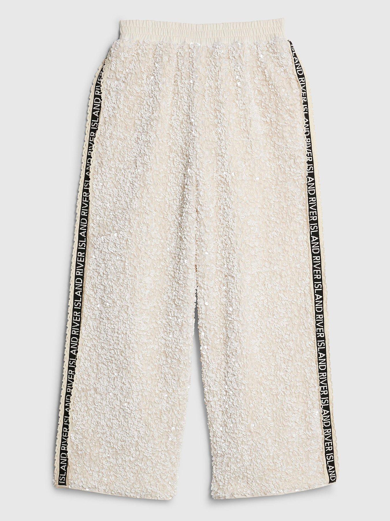 river-island-older-girls-sequin-side-taped-trousers-cream