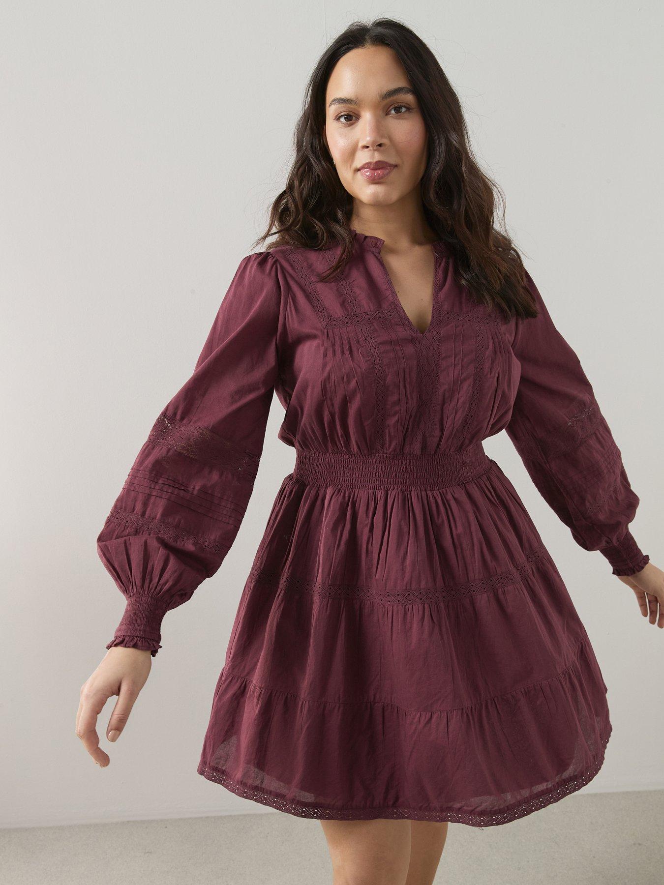 the-very-collection-curve-lace-insert-cotton-mini-dressfront