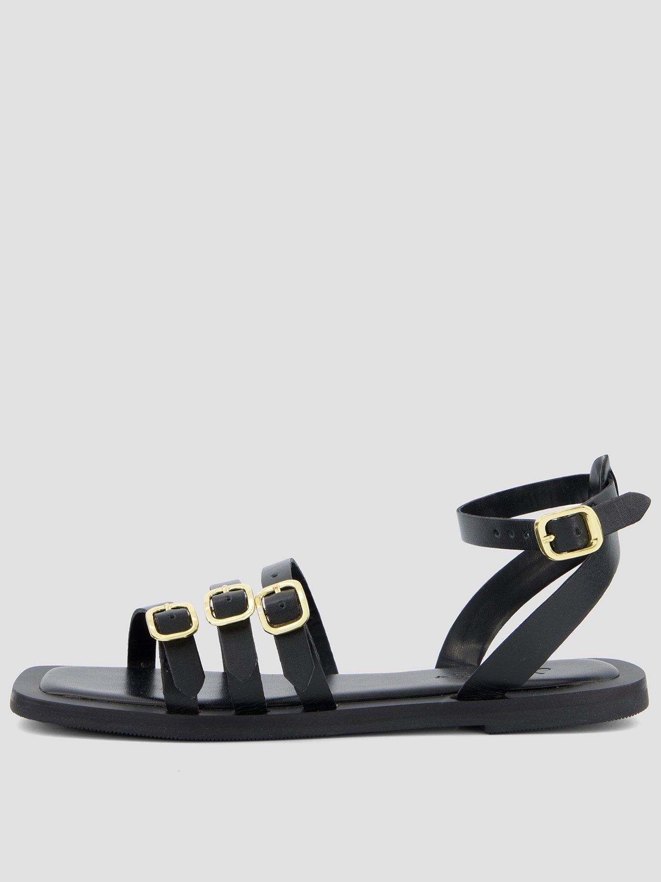 The Very Collection Leather Strappy Sandal - Black