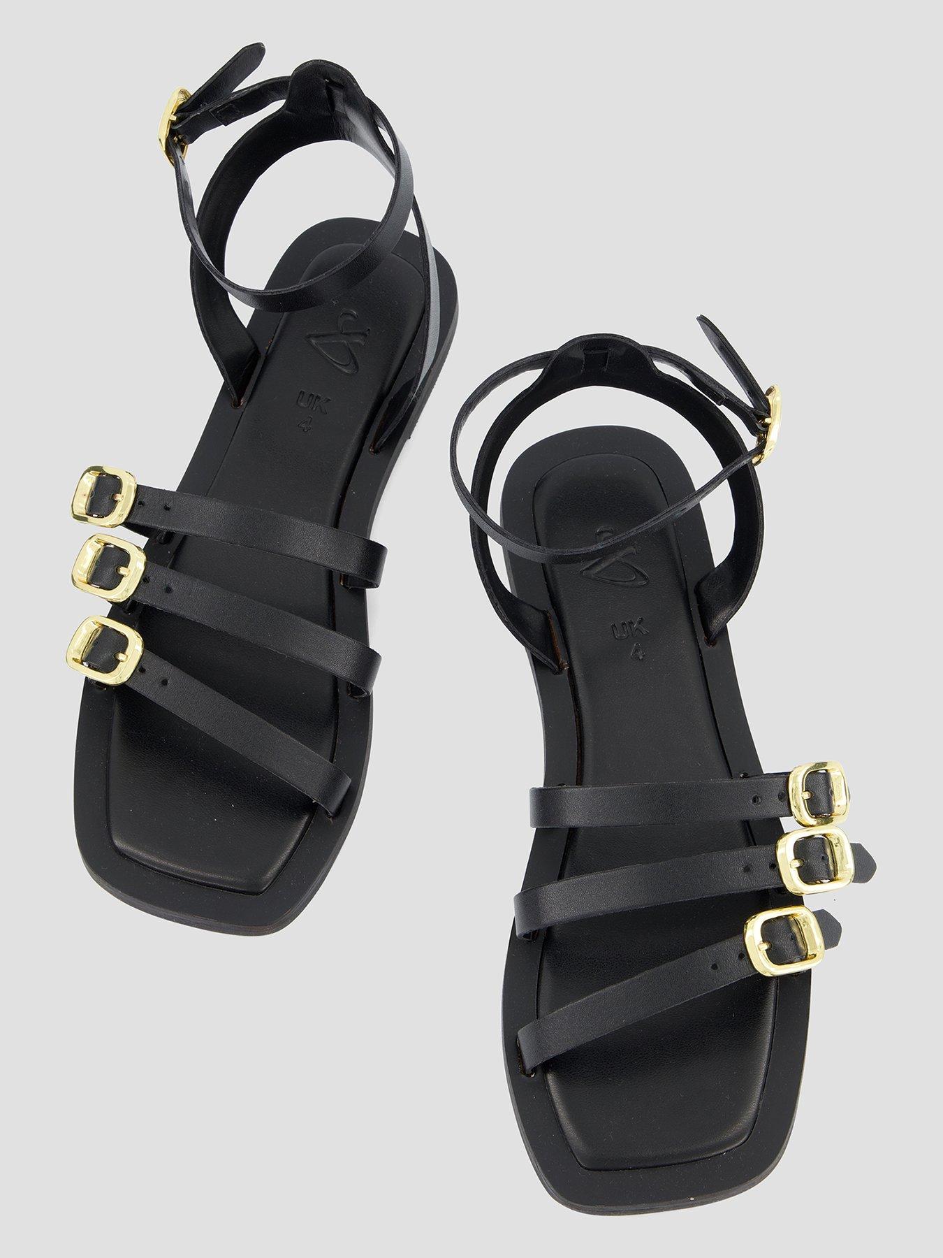 Image 3 of 7 of The Very Collection Leather Strappy Sandal - Black
