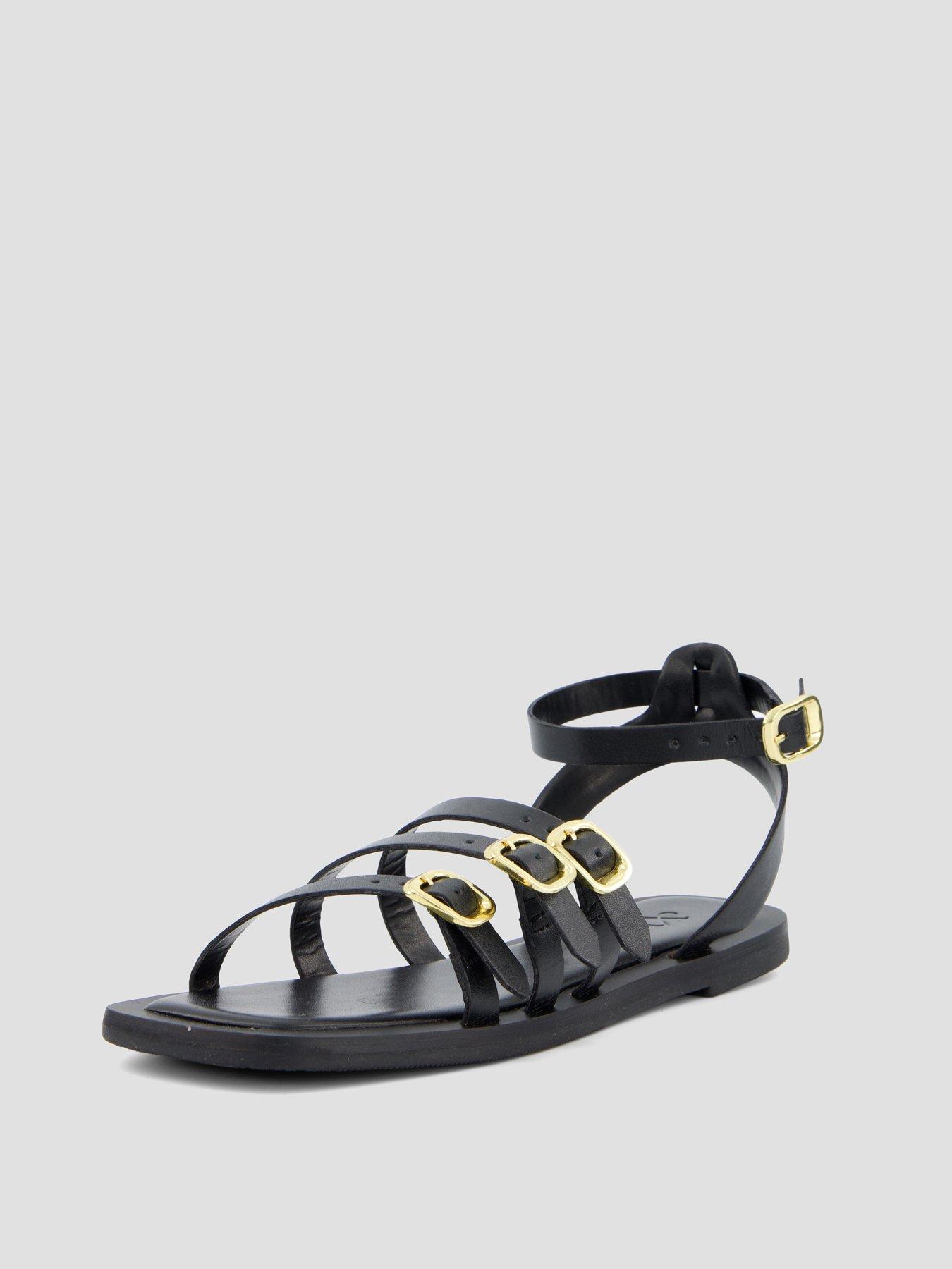 Image 6 of 7 of The Very Collection Leather Strappy Sandal - Black