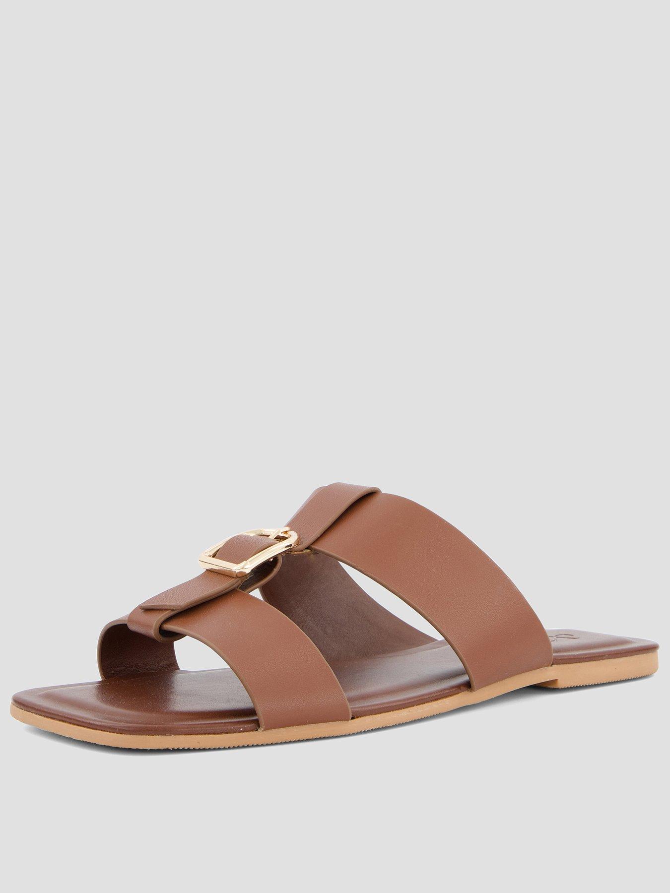 Image 1 of 7 of The Very Collection Real Leather Buckle Slider - Brown