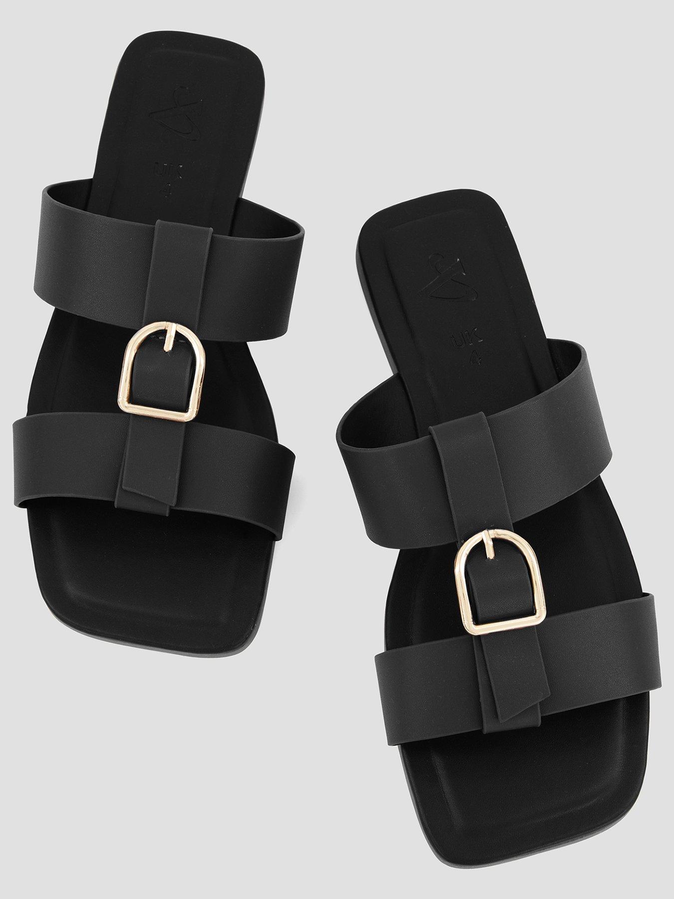 Image 3 of 6 of The Very Collection Real Leather Buckle Slider - Black