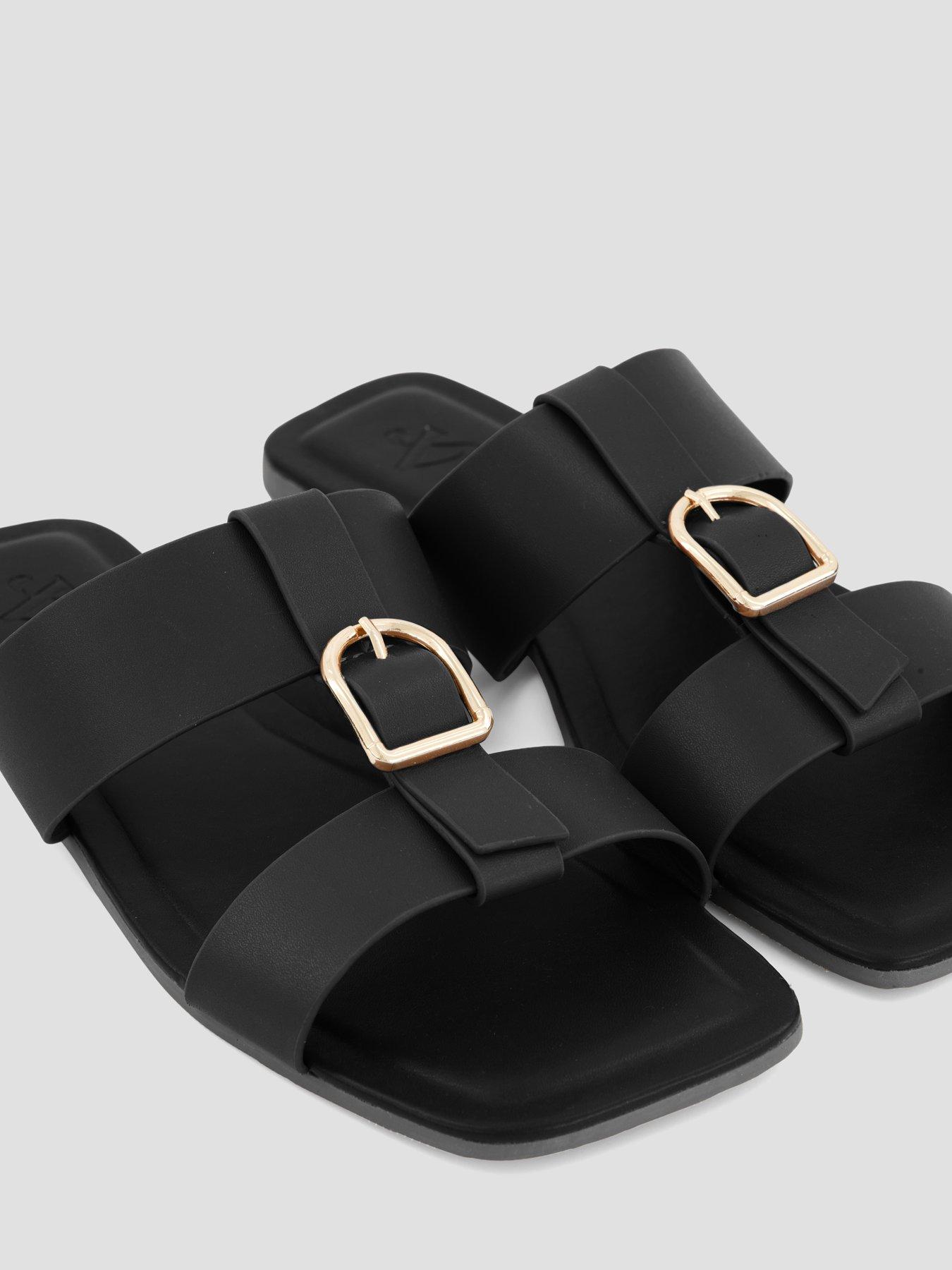 Image 5 of 6 of The Very Collection Real Leather Buckle Slider - Black