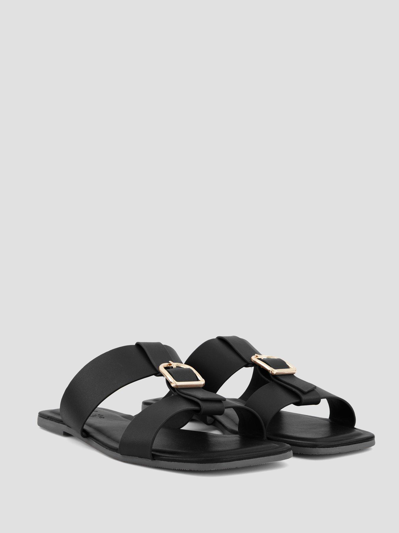 Image 6 of 6 of The Very Collection Real Leather Buckle Slider - Black