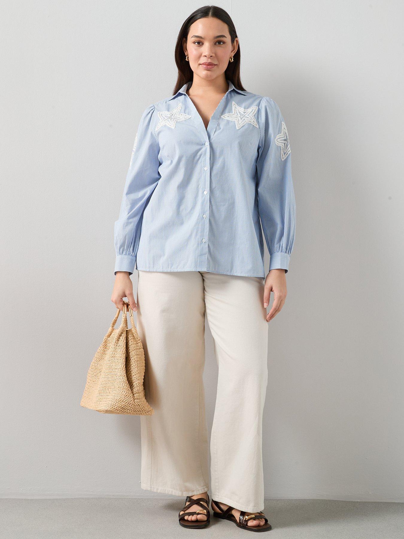 Image 3 of 6 of The Very Collection Curve Applique Stripe Shirt - Multi