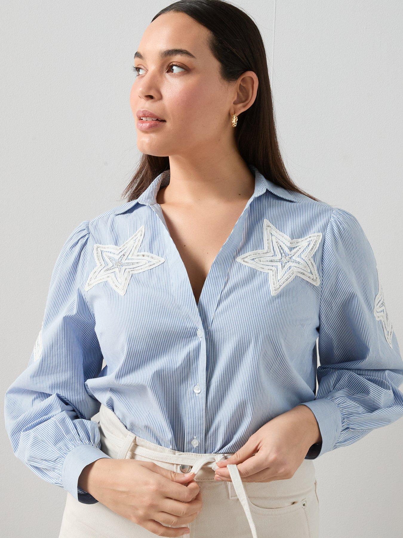 Image 4 of 6 of The Very Collection Curve Applique Stripe Shirt - Multi