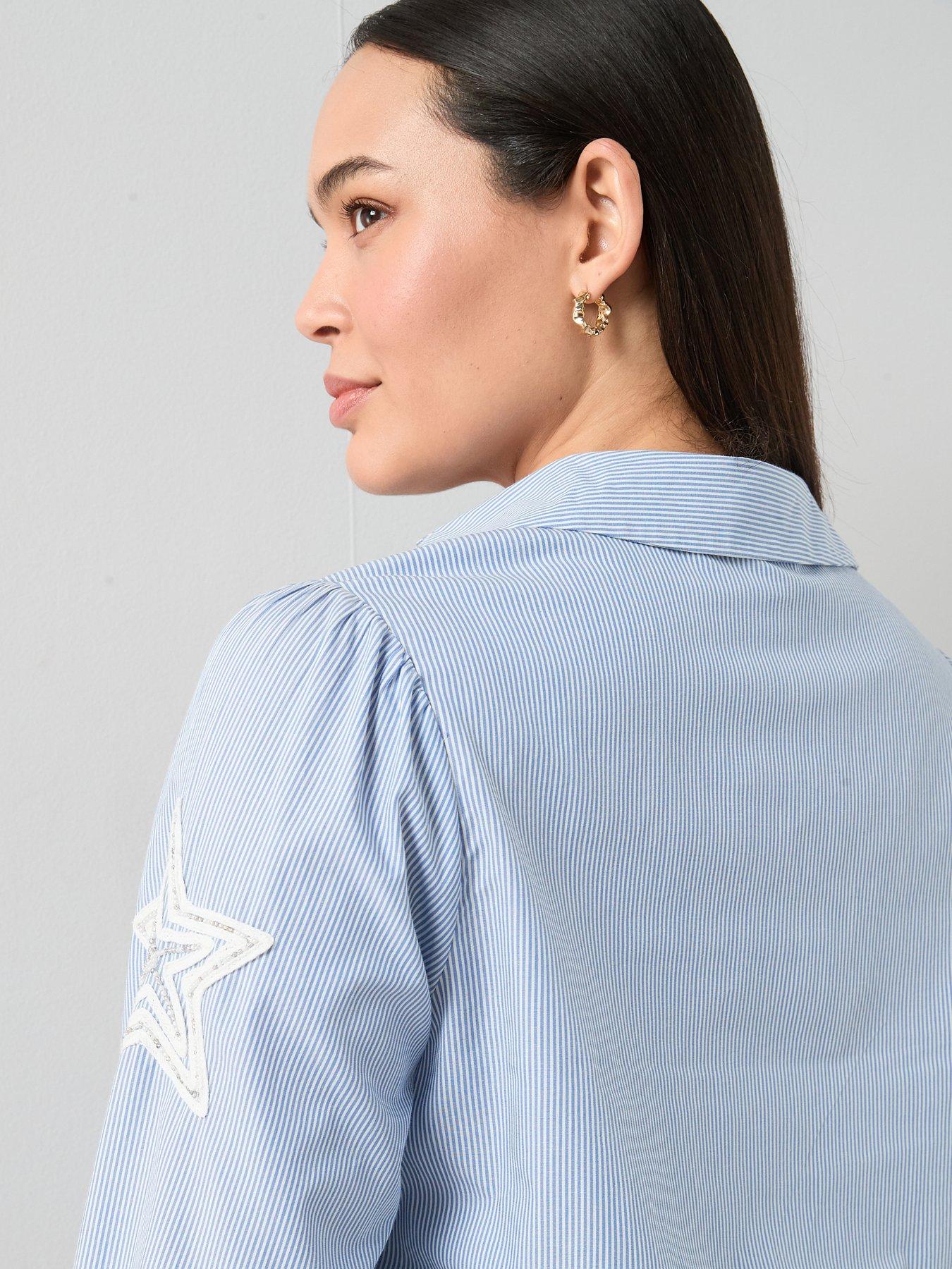 Image 5 of 6 of The Very Collection Curve Applique Stripe Shirt - Multi