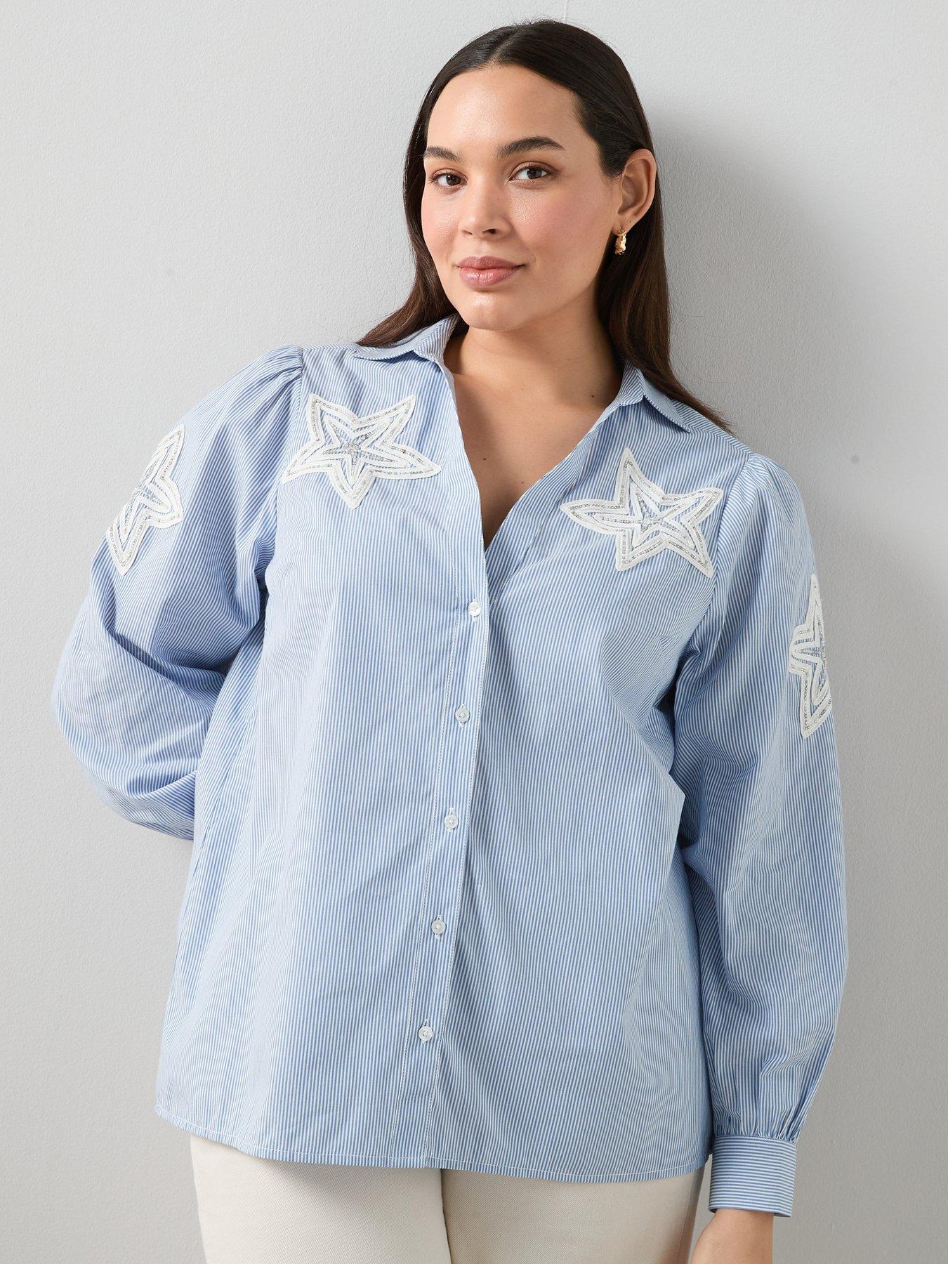 Image 6 of 6 of The Very Collection Curve Applique Stripe Shirt - Multi