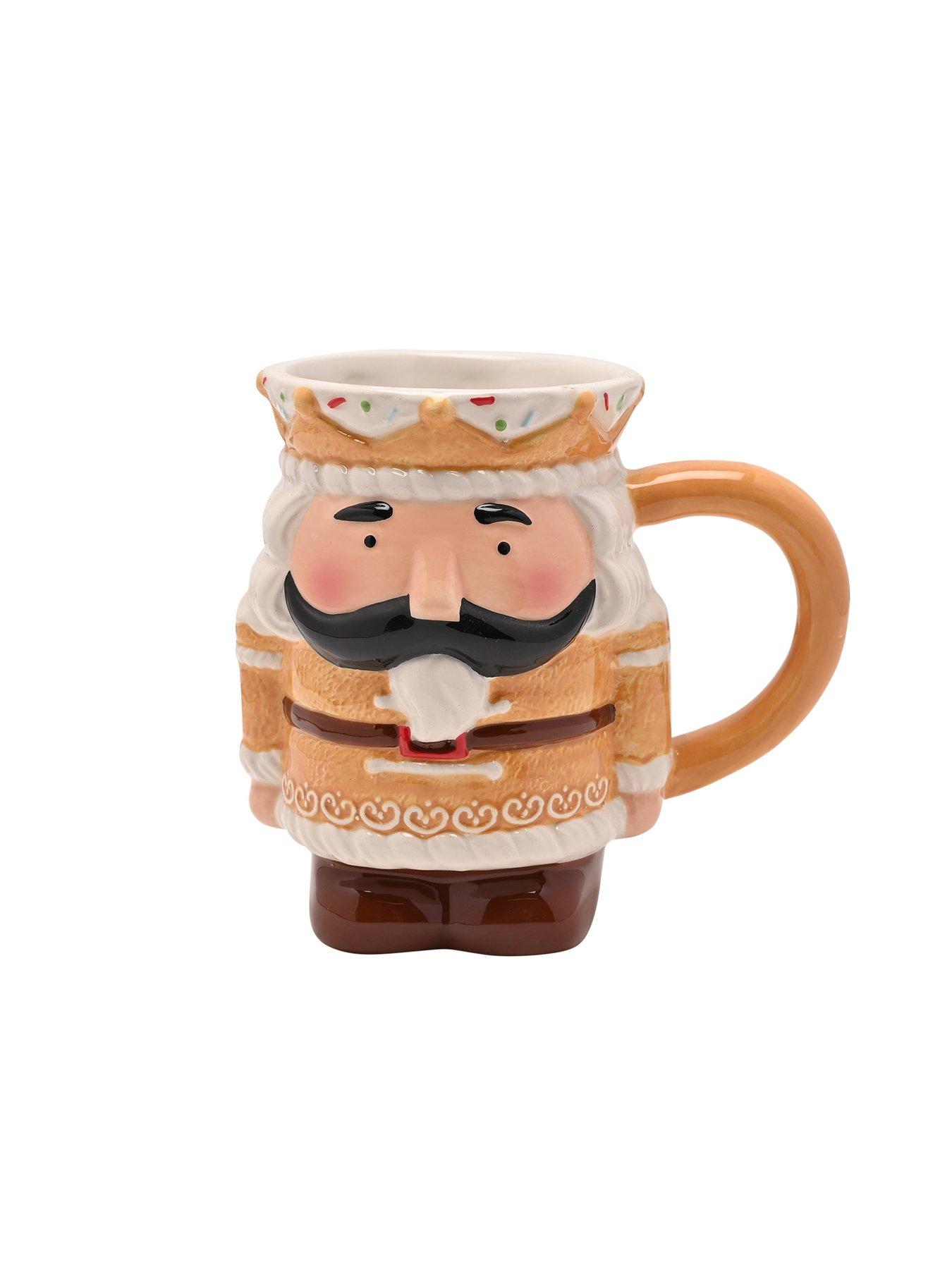The Christmas Gift Co Set Of 2 Santa & Friends Ceramic Gingerbread Nutcracker Mug