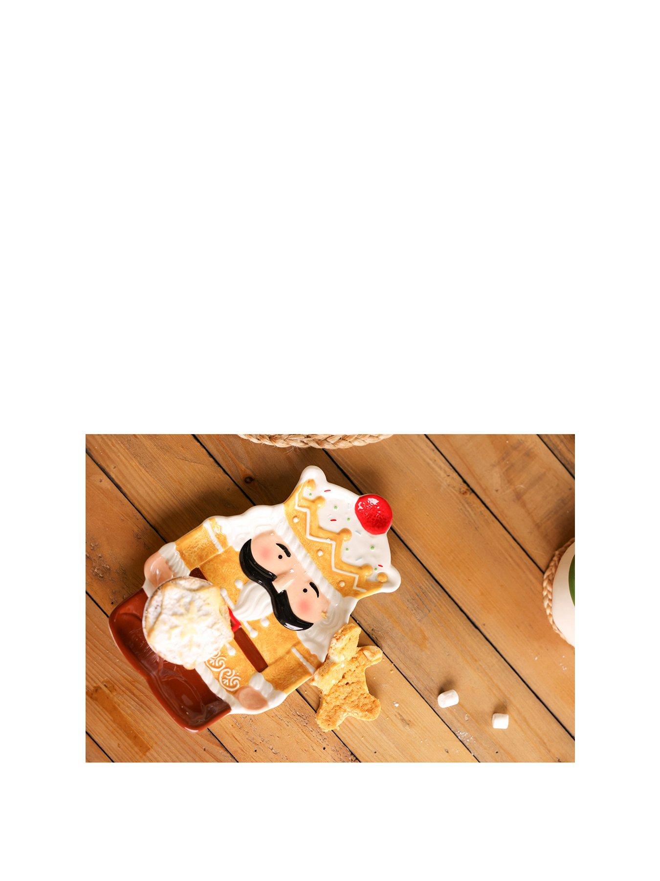 The Christmas Gift Co Santa & Friends Ceramic Gingerbread Nutcracker Plate