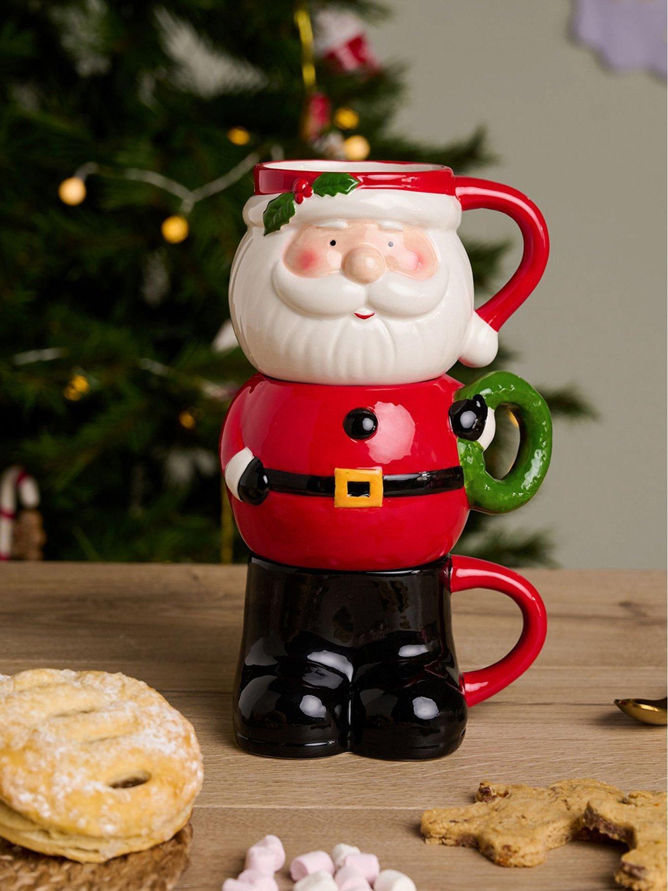 The Christmas Gift Co Set Of 3  Santa Stacking Mugs