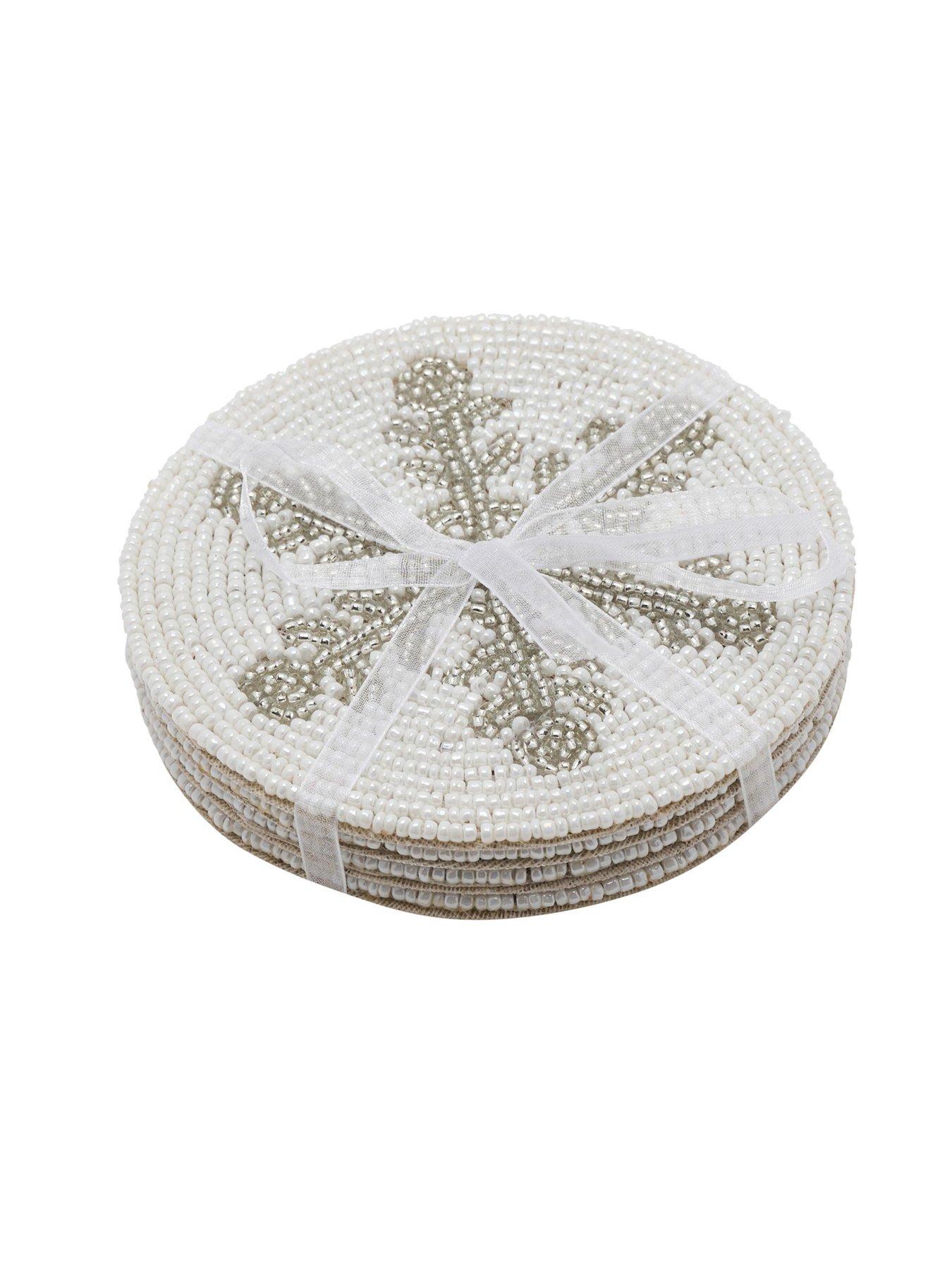 The Christmas Gift Co Glass Beaded Snowflake Coasters - Set Of 4