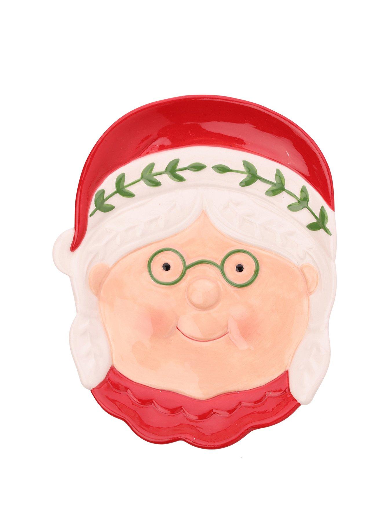 The Christmas Gift Co Santa & Friends Ceramic Nordic Plate - Mr Claus Wearing Glasses