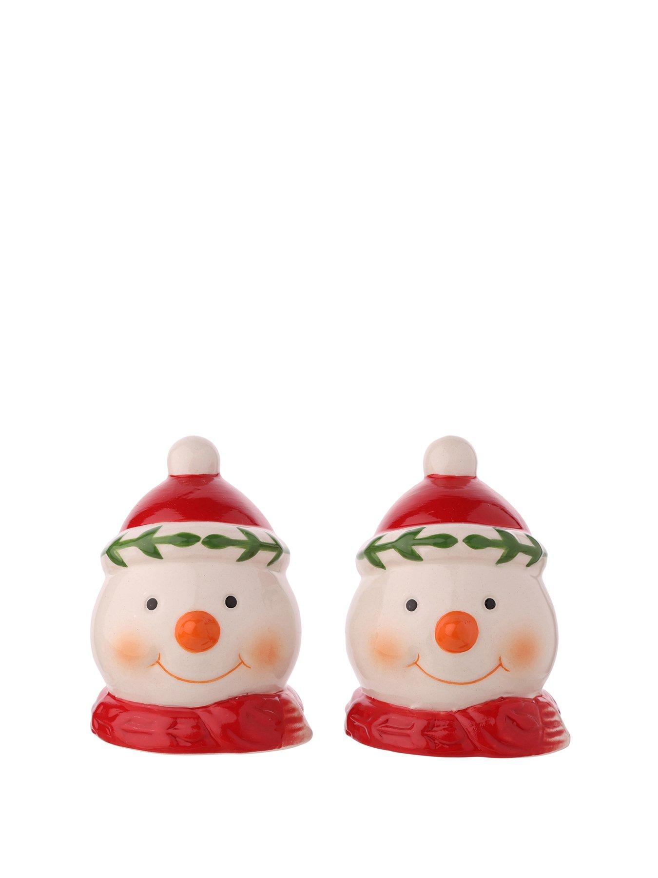 The Christmas Gift Co Santa & Friends Ceramic Salt And Pepper Pots - Snowman