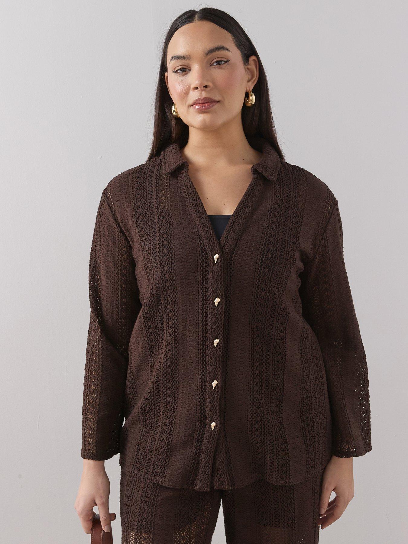 The Very Collection Curve Crochet Shirt Co-ord