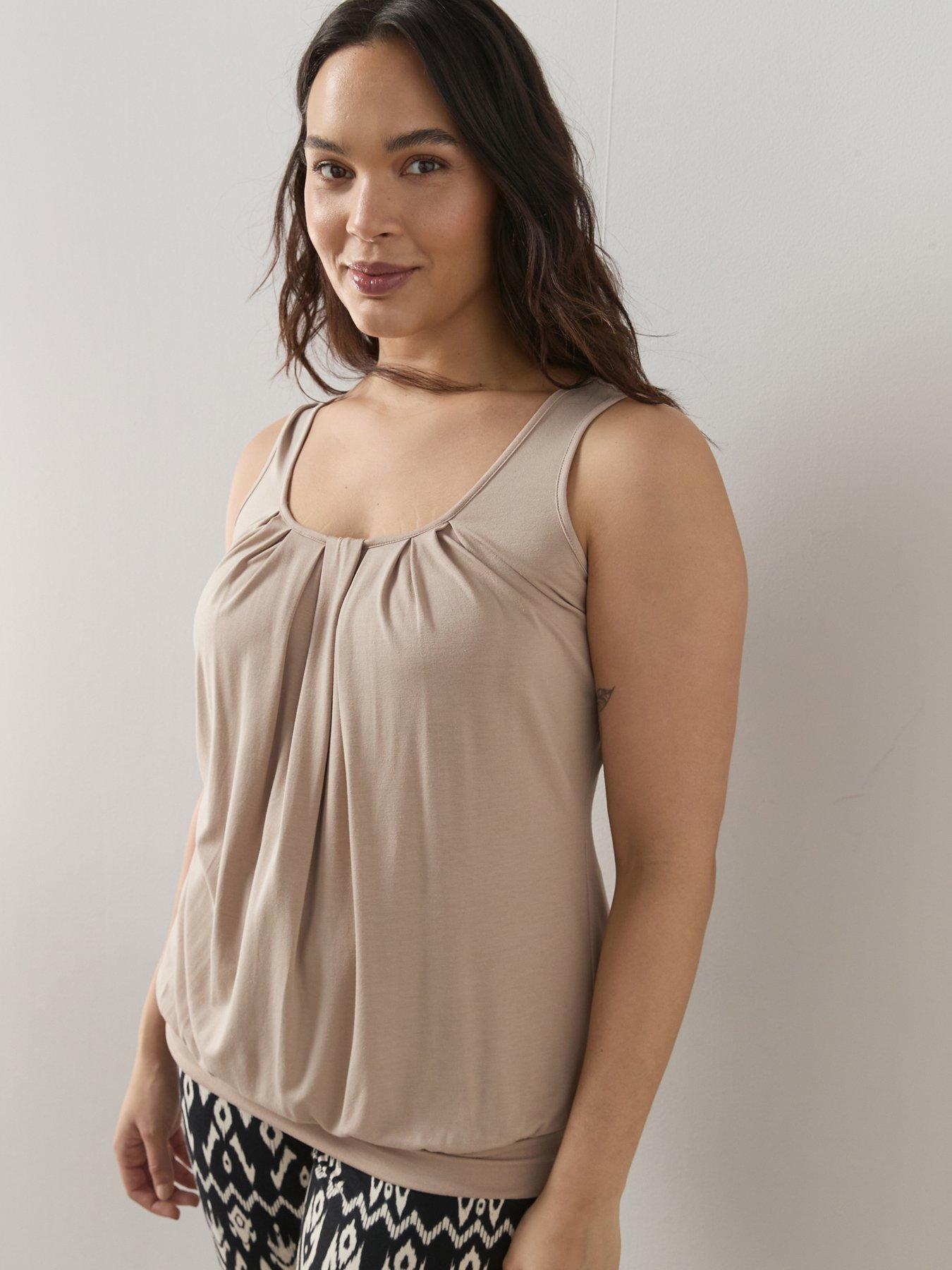 Image 1 of 3 of The Very Collection Curve Banded Hem Vest - Beige