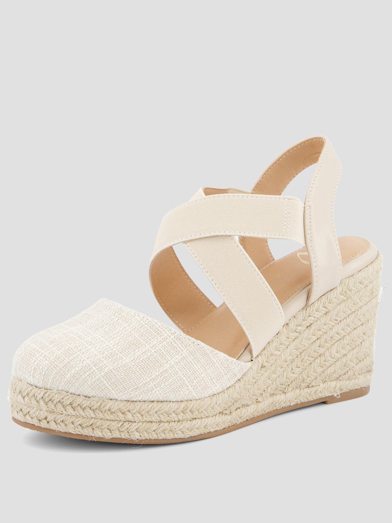 Image 2 of 7 of The Very Collection Wide Fit High Closed Toe Wedge Shoe - Natural