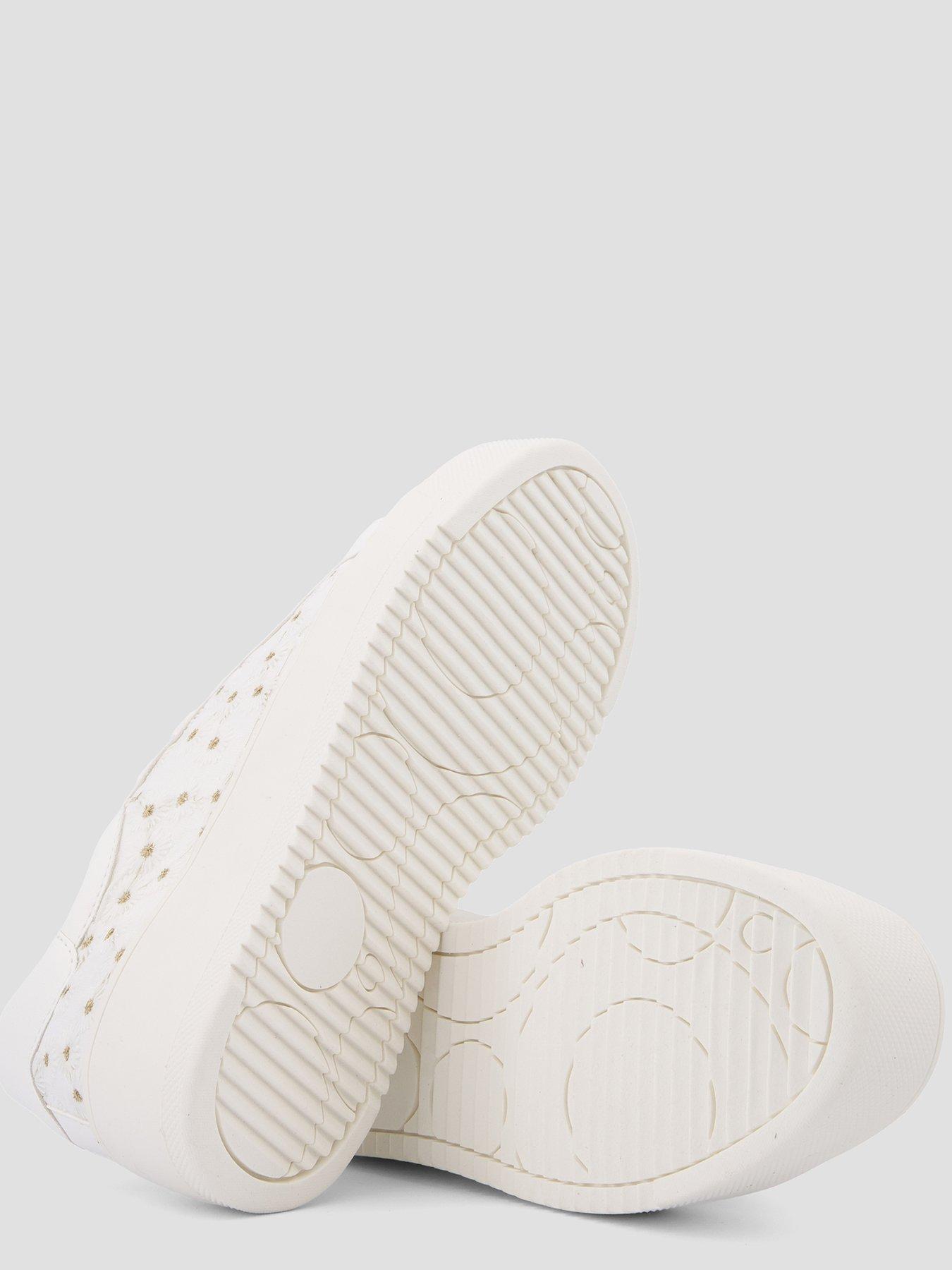 Image 4 of 7 of The Very Collection Wide Fit Flatform Trainer With Daisy - White