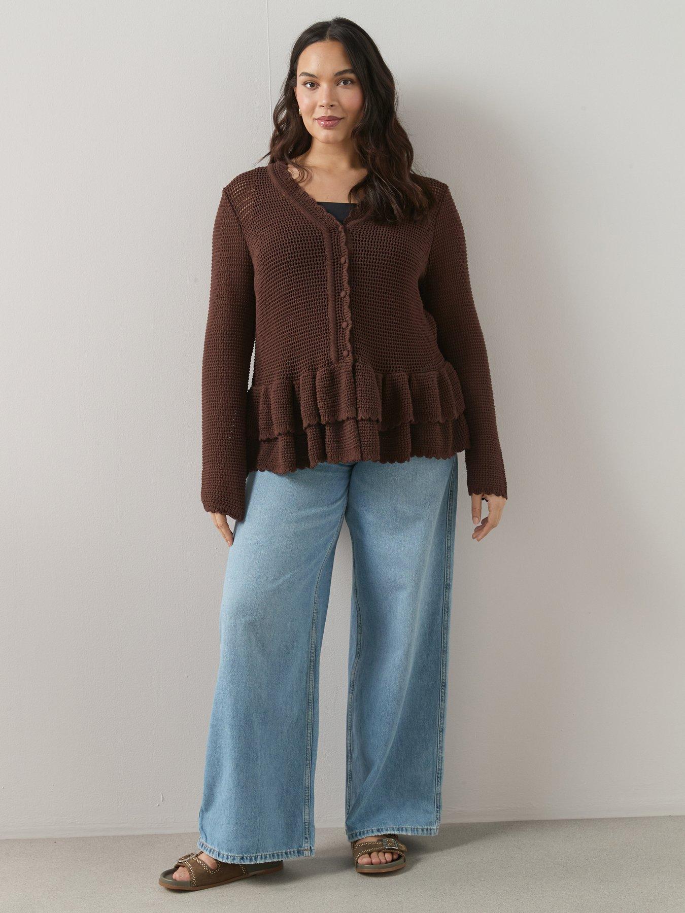 The Very Collection Curve Ruffle Hem Cardigan