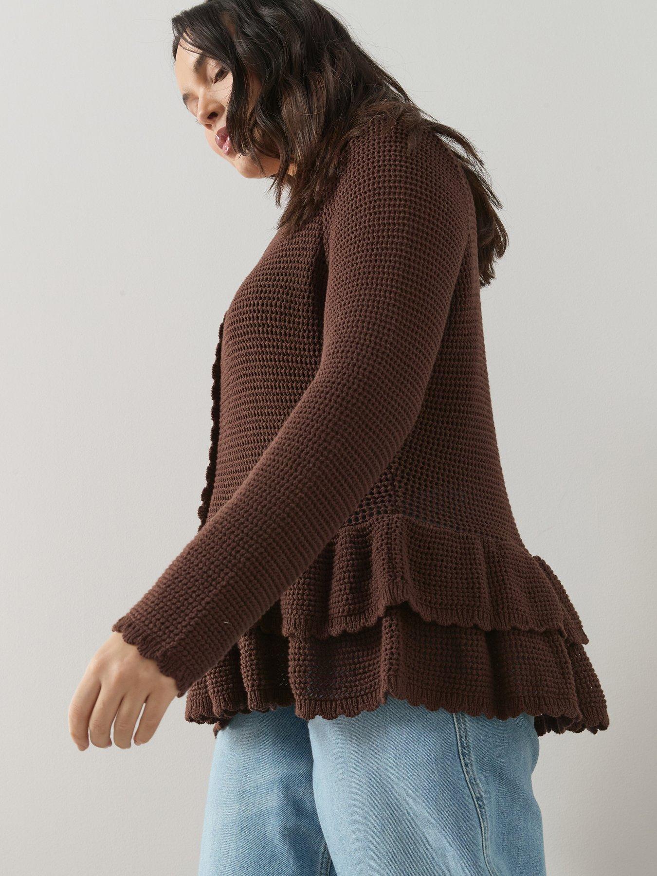 Image 3 of 6 of The Very Collection Curve Ruffle Hem Cardigan