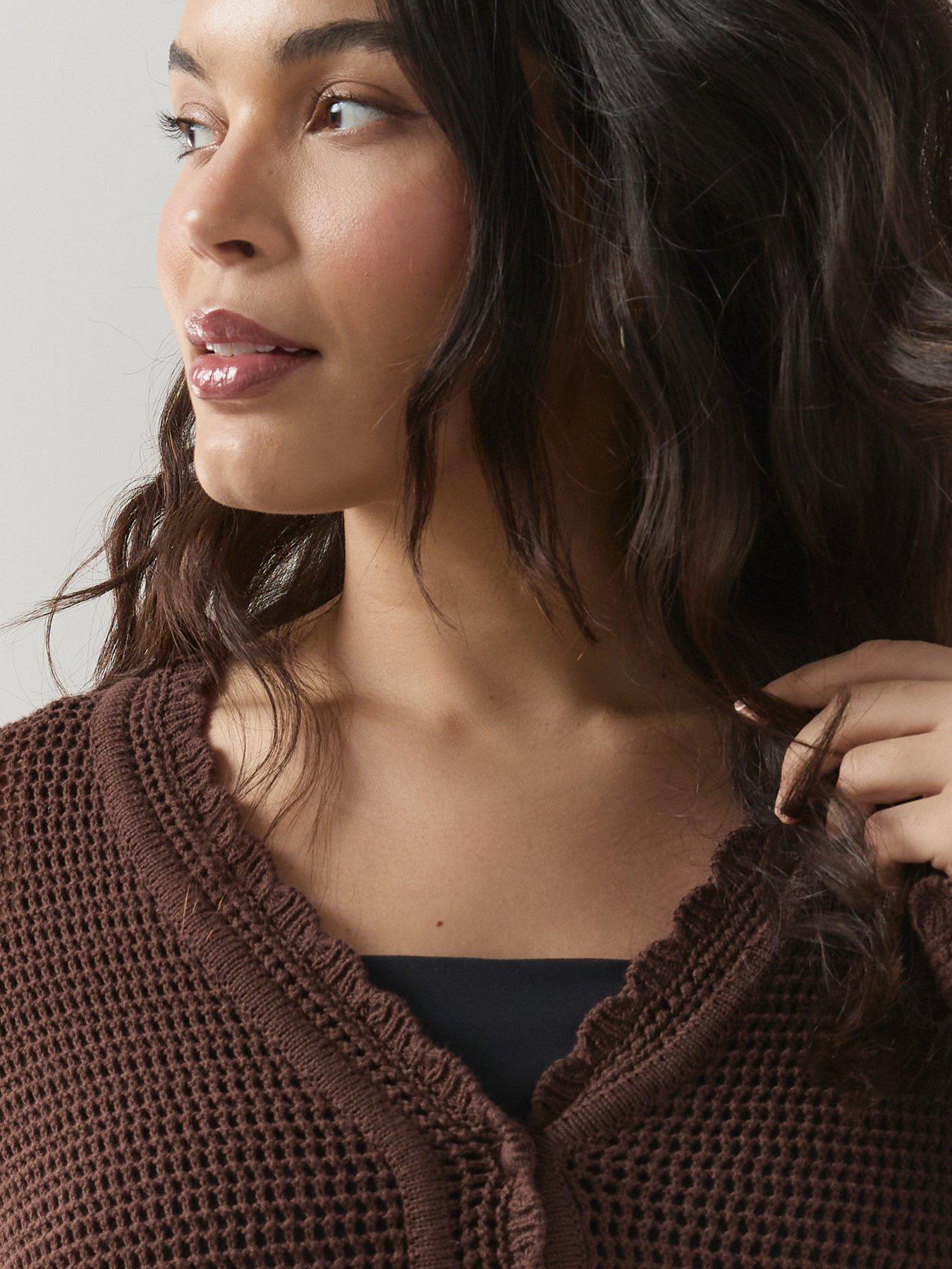 Image 4 of 6 of The Very Collection Curve Ruffle Hem Cardigan