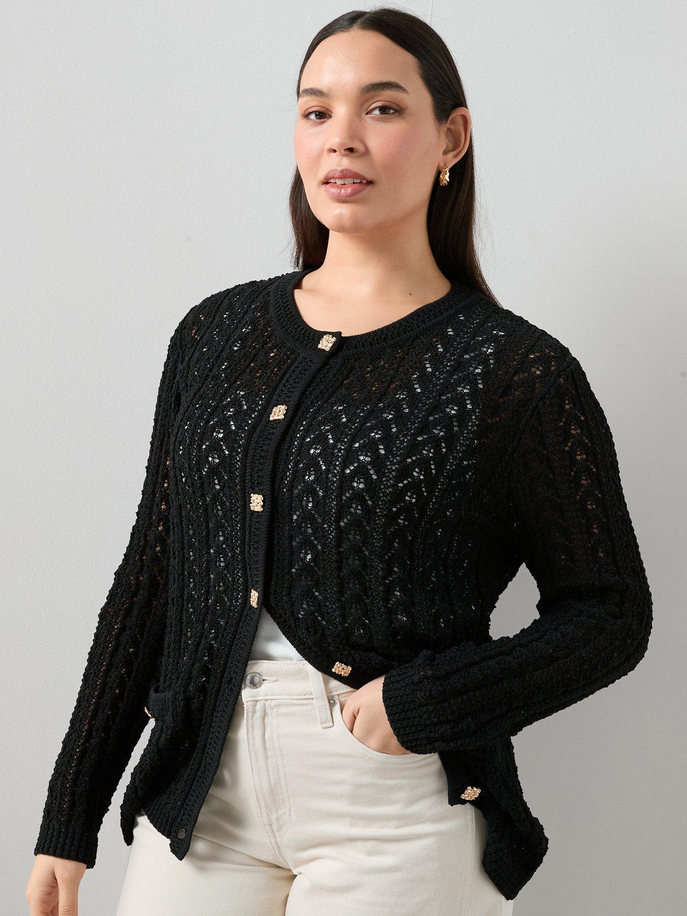 The Very Collection Curve Button Detail Cardigan