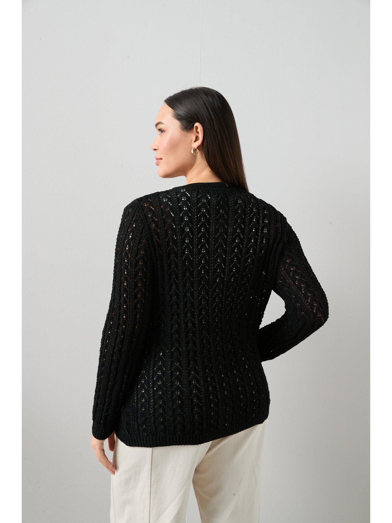 Image 2 of 6 of The Very Collection Curve Button Detail Cardigan - Black