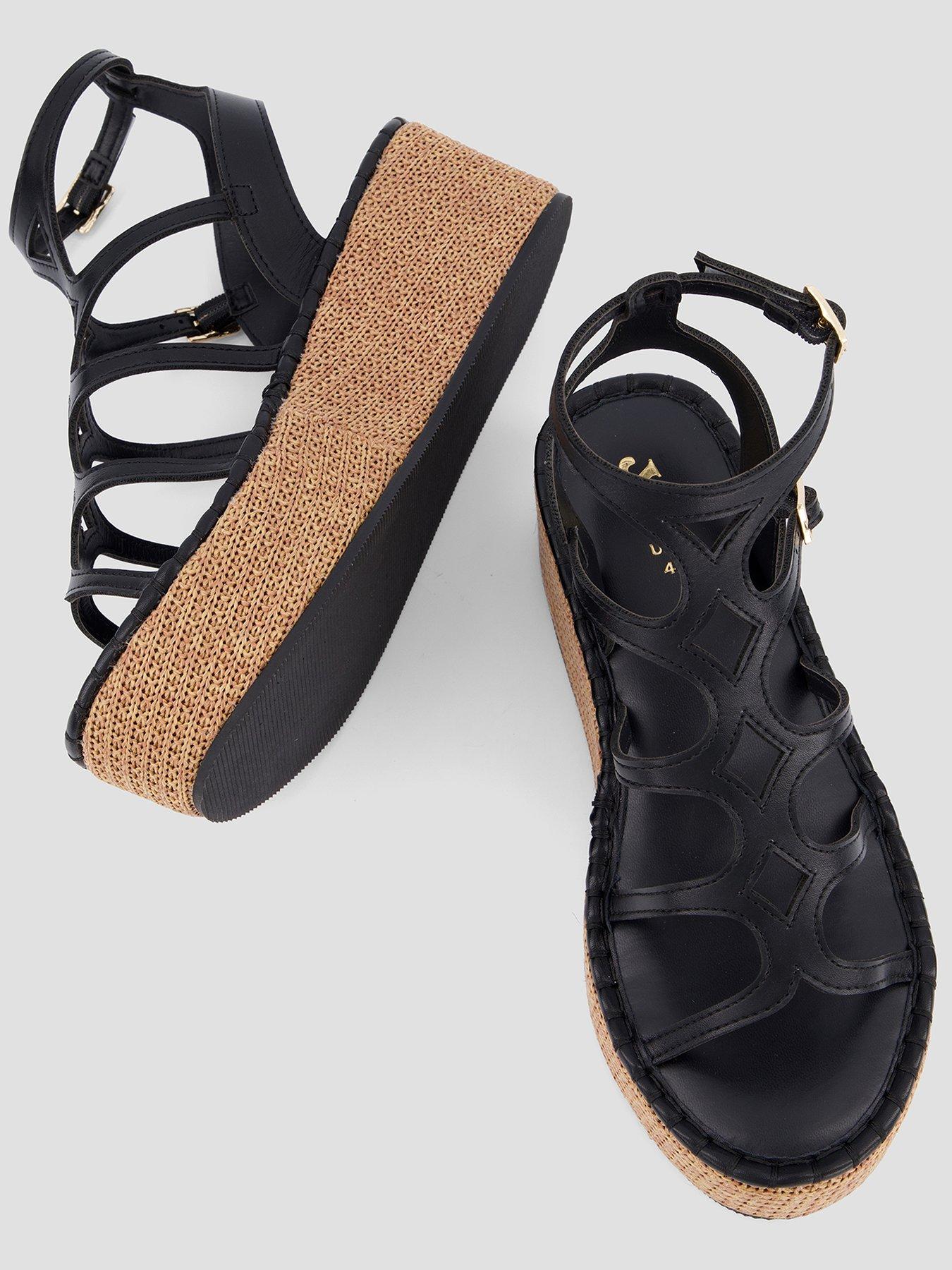 Image 3 of 7 of The Very Collection Gladiator Wedge Sandals- Black