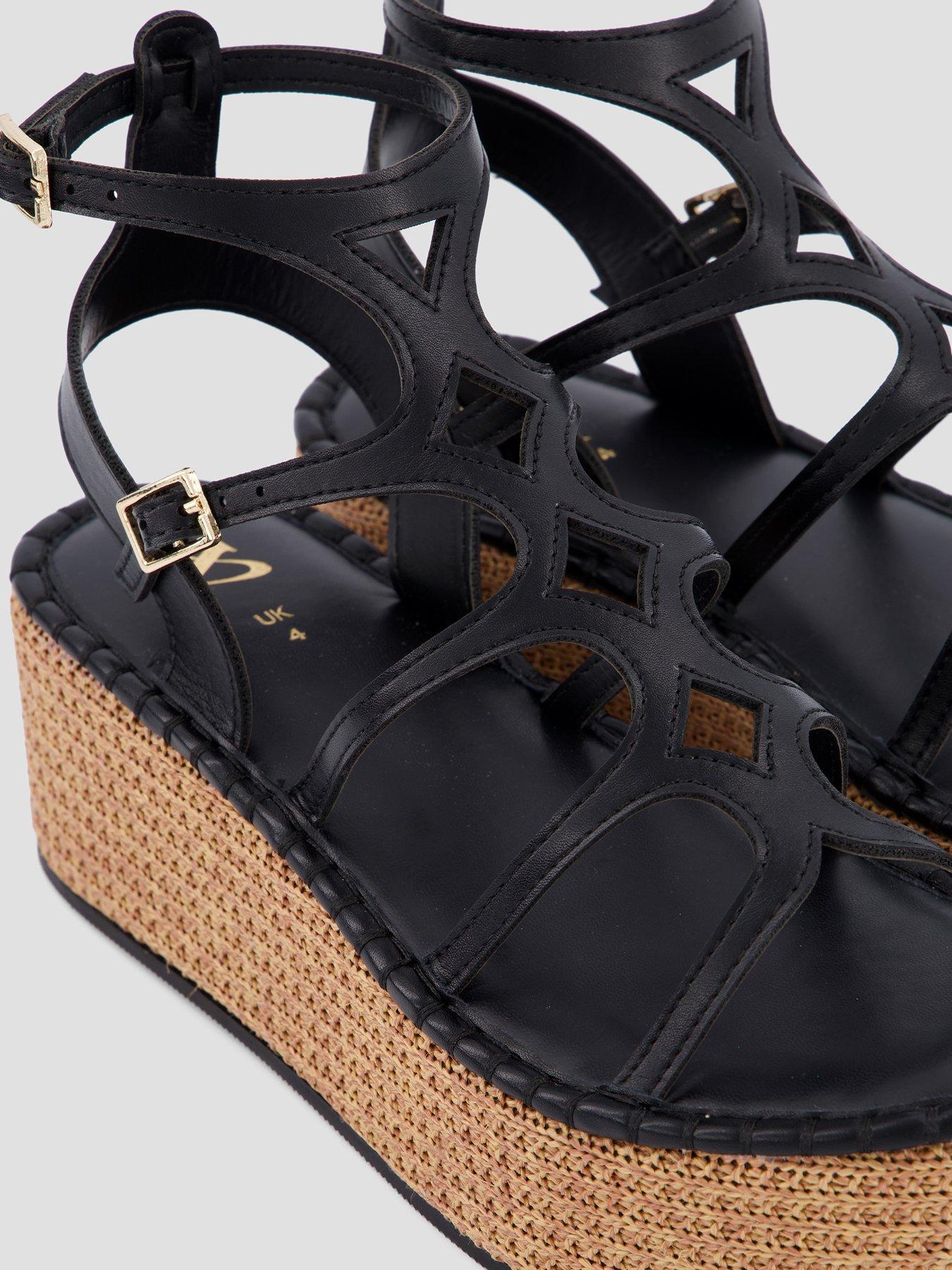 Image 5 of 7 of The Very Collection Gladiator Wedge Sandals- Black
