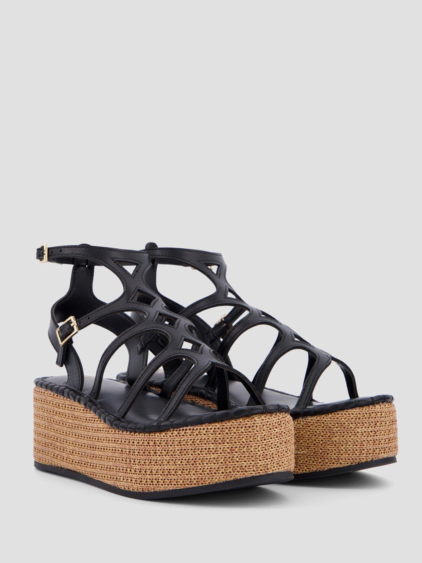 Image 6 of 7 of The Very Collection Gladiator Wedge Sandals- Black