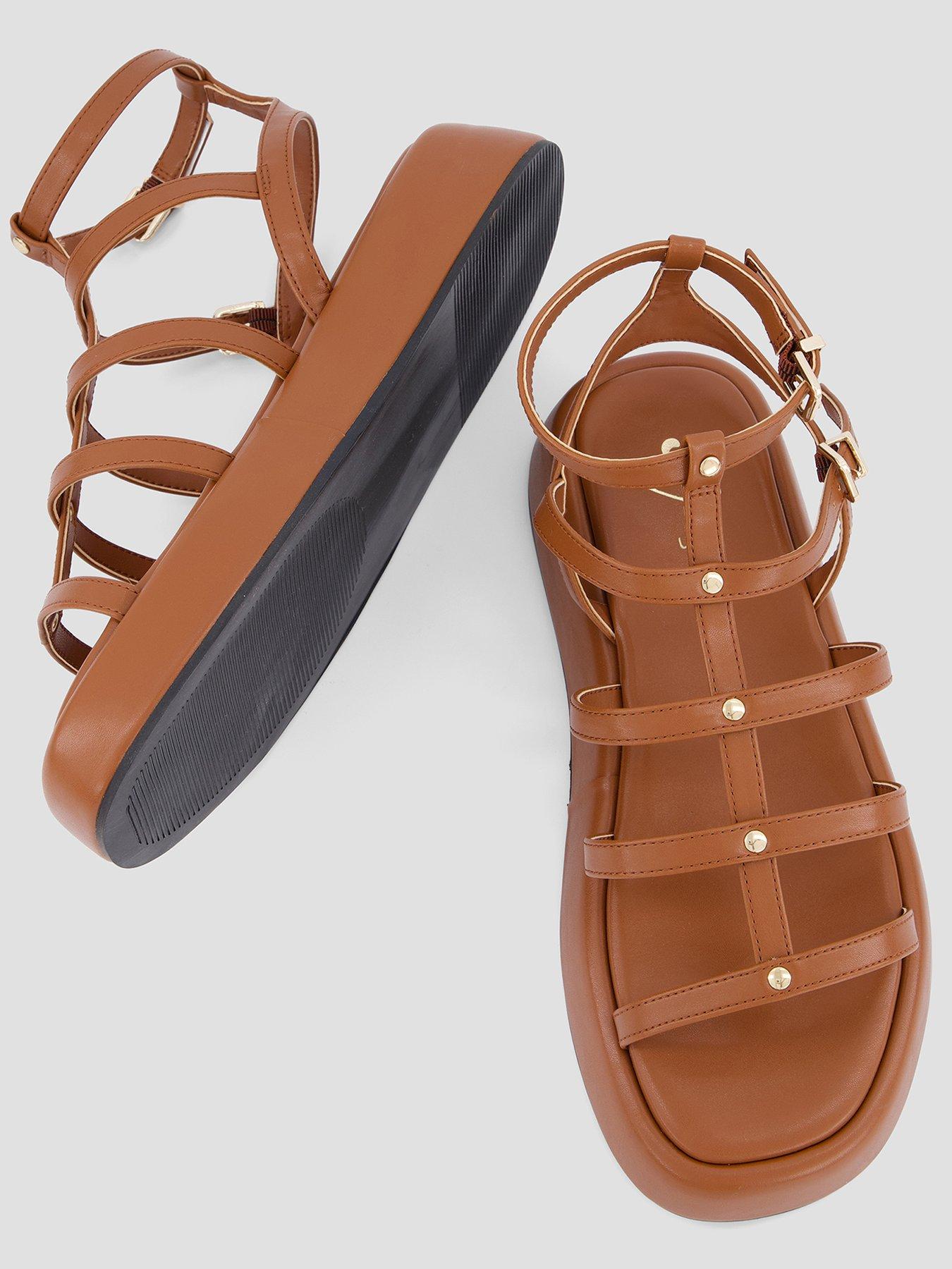 Image 3 of 7 of The Very Collection Gladiator Flatform Sandals - Brown