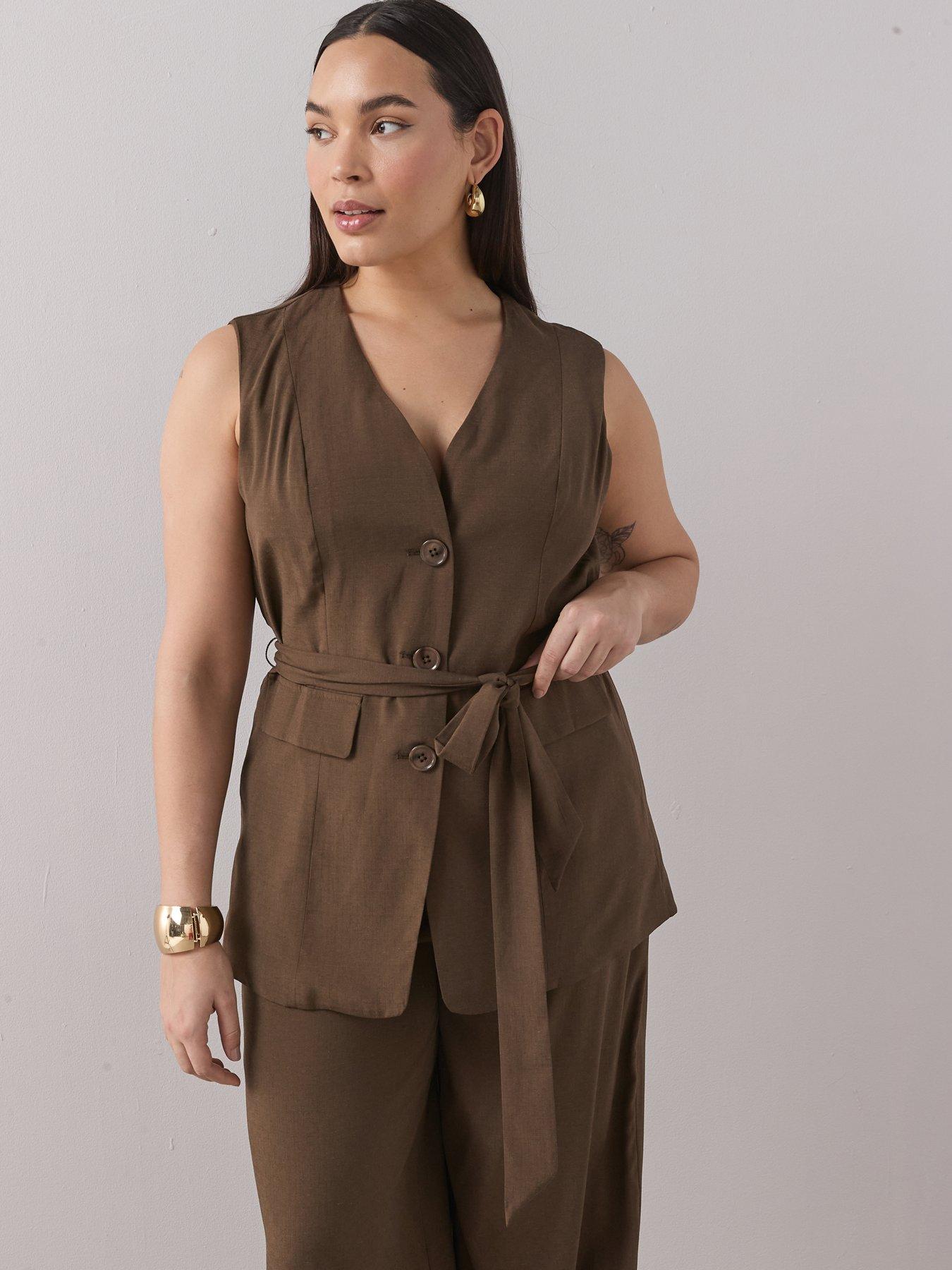 Image 6 of 6 of The Very Collection Curve Longline Linen Co-ord&nbsp;Waistcoat