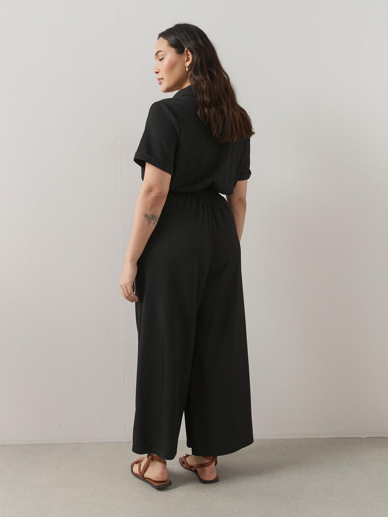 Image 2 of 6 of The Very Collection Curve Button Detail Crinkle Jumpsuit