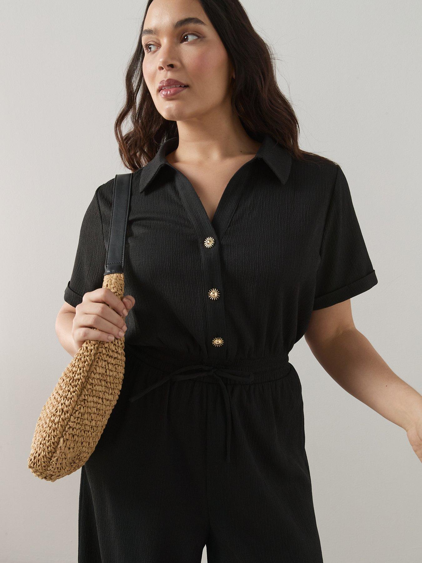 Image 3 of 6 of The Very Collection Curve Button Detail Crinkle Jumpsuit